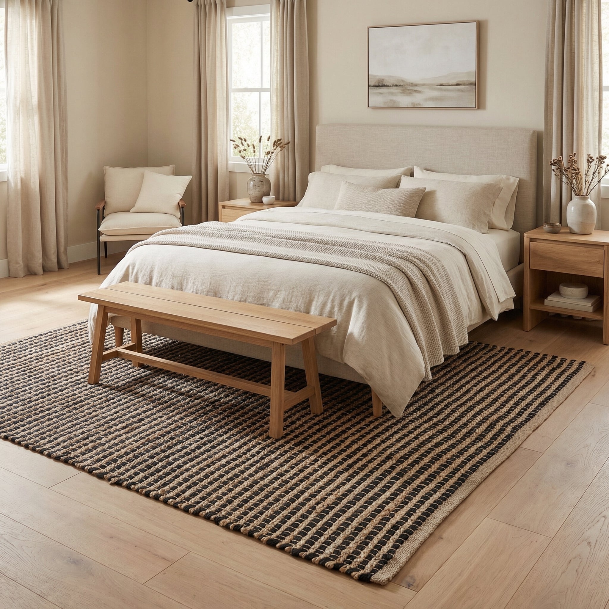 Black Jute & Chindi Woven Rug – Reversible Grid Farmhouse Area Rug | Terra Collection