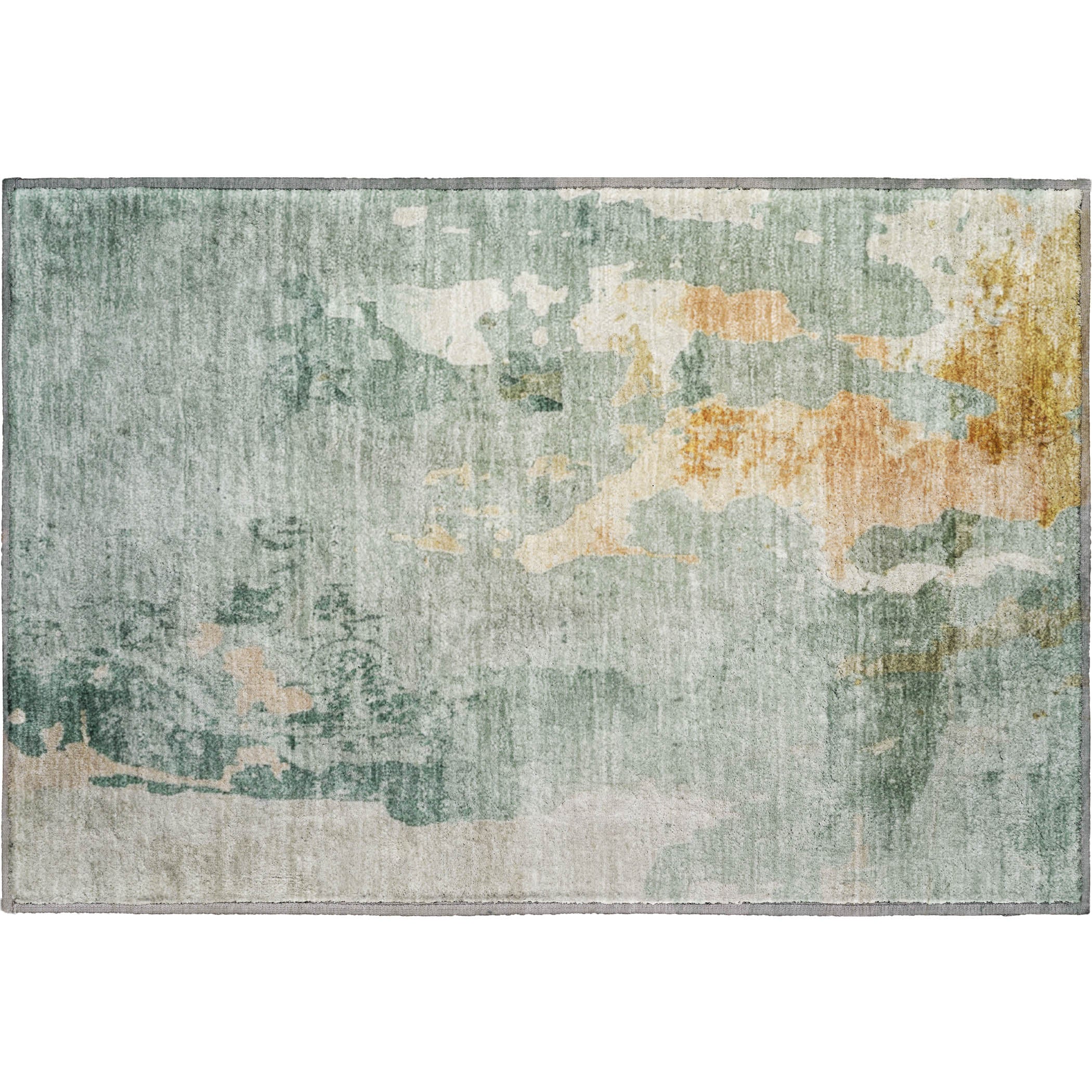 Luxury Washable Indoor/Outdoor Transitional BC1 Seafoam Blue Rug 1'8" x 2'6" #shape_Rectangle