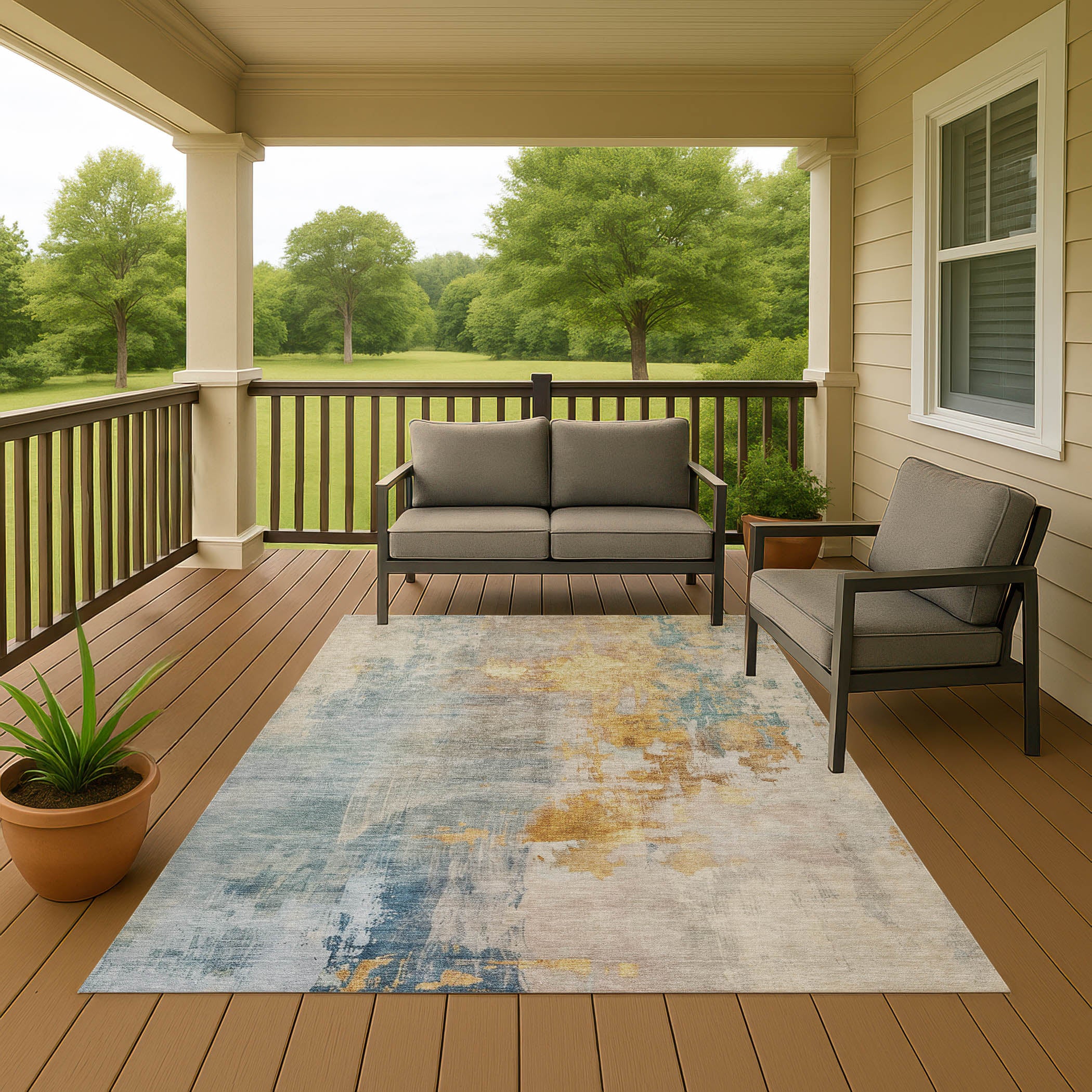Luxury Washable Indoor/Outdoor Transitional BC4 Linen Ivory Rug 2'6" x 3'10" #shape_Rectangle