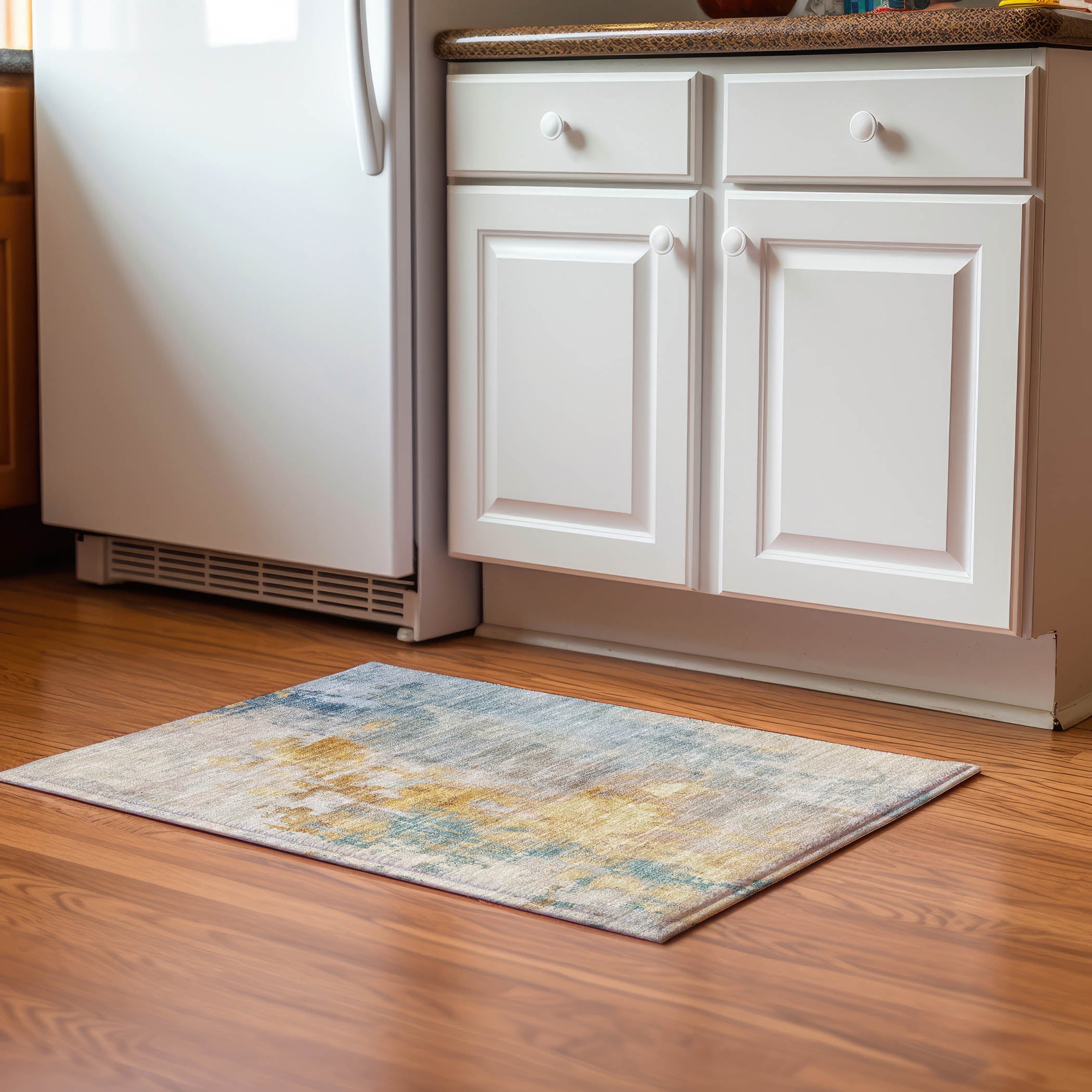 Luxury Washable Indoor/Outdoor Transitional BC4 Linen Ivory Rug 1'8" x 2'6" #shape_Rectangle