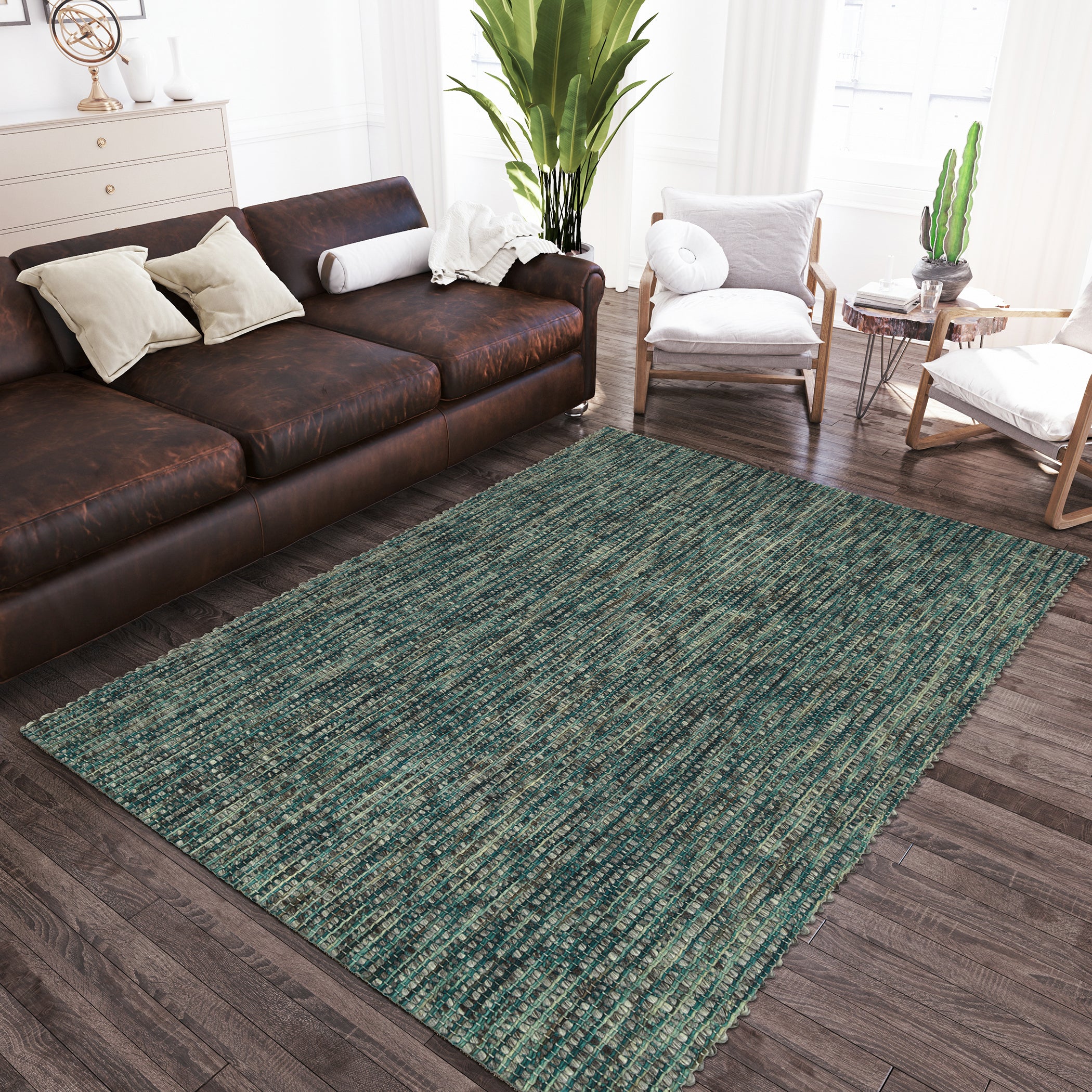 Casual BD1 Turquoise Blue Wool Rug 2' x 3' #shape_Rectangle