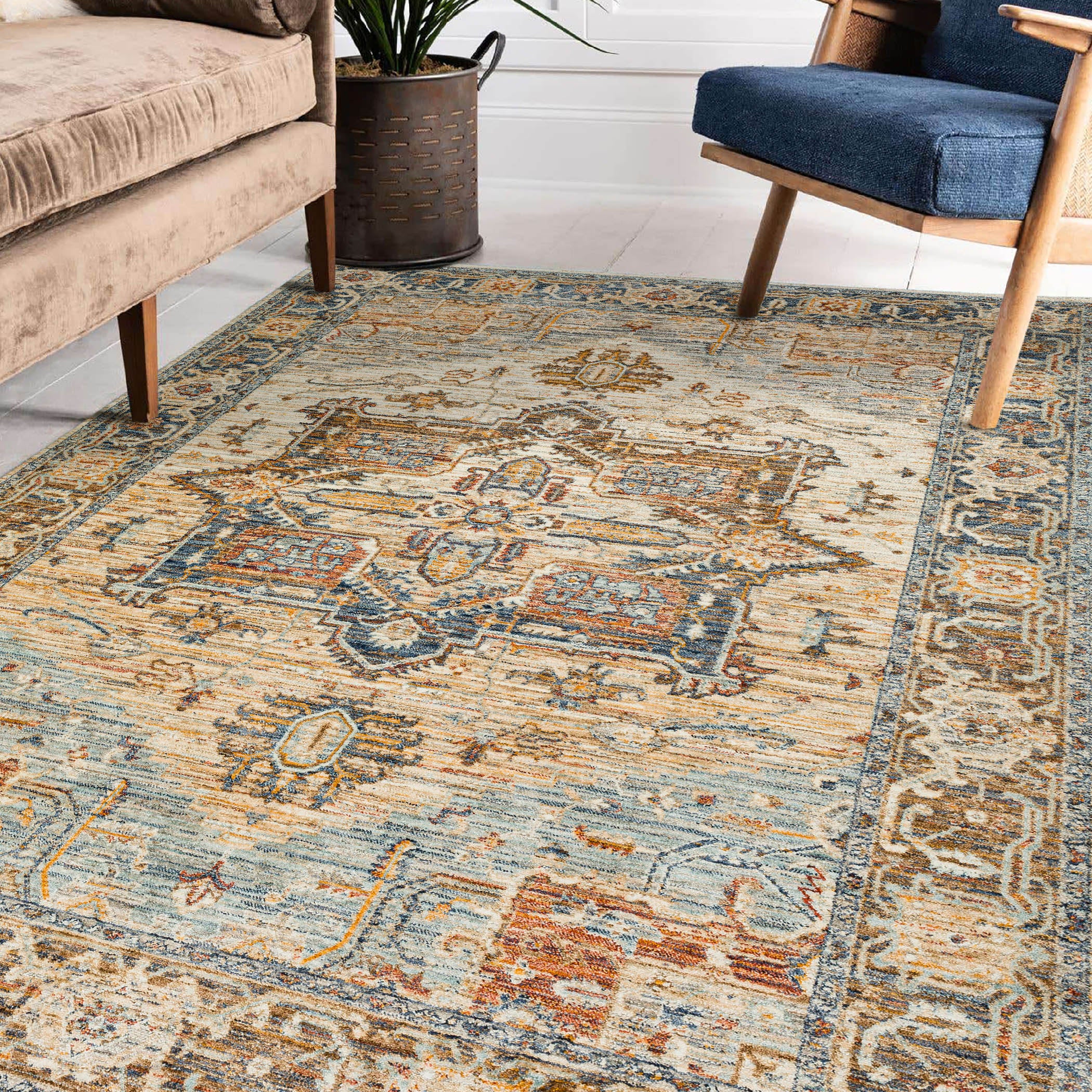 Traditional BE2 Riverview Blue Rug 1'8" x 2'6" #shape_Rectangle