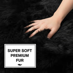 Natural Black Sheepskin Rug Shearling Fur Pelt - Ethically Sourced - Oeko Tex Certified