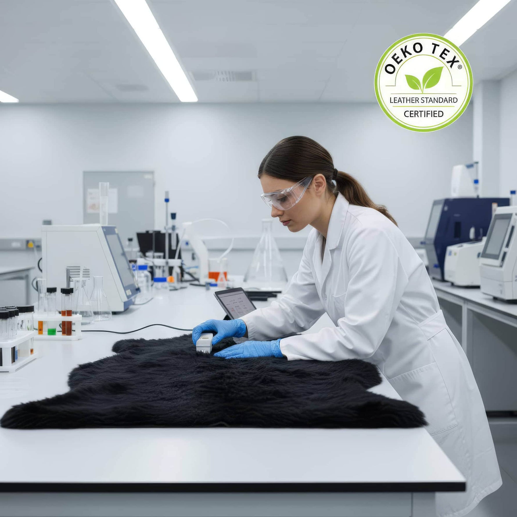 black sheepskin rug sheep skin fur carpet #size_2' x 3'