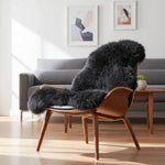 black sheepskin rug sheep skin fur carpet #size_2' x 3'