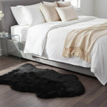 black sheepskin rug sheep skin fur carpet #size_2' x 3'