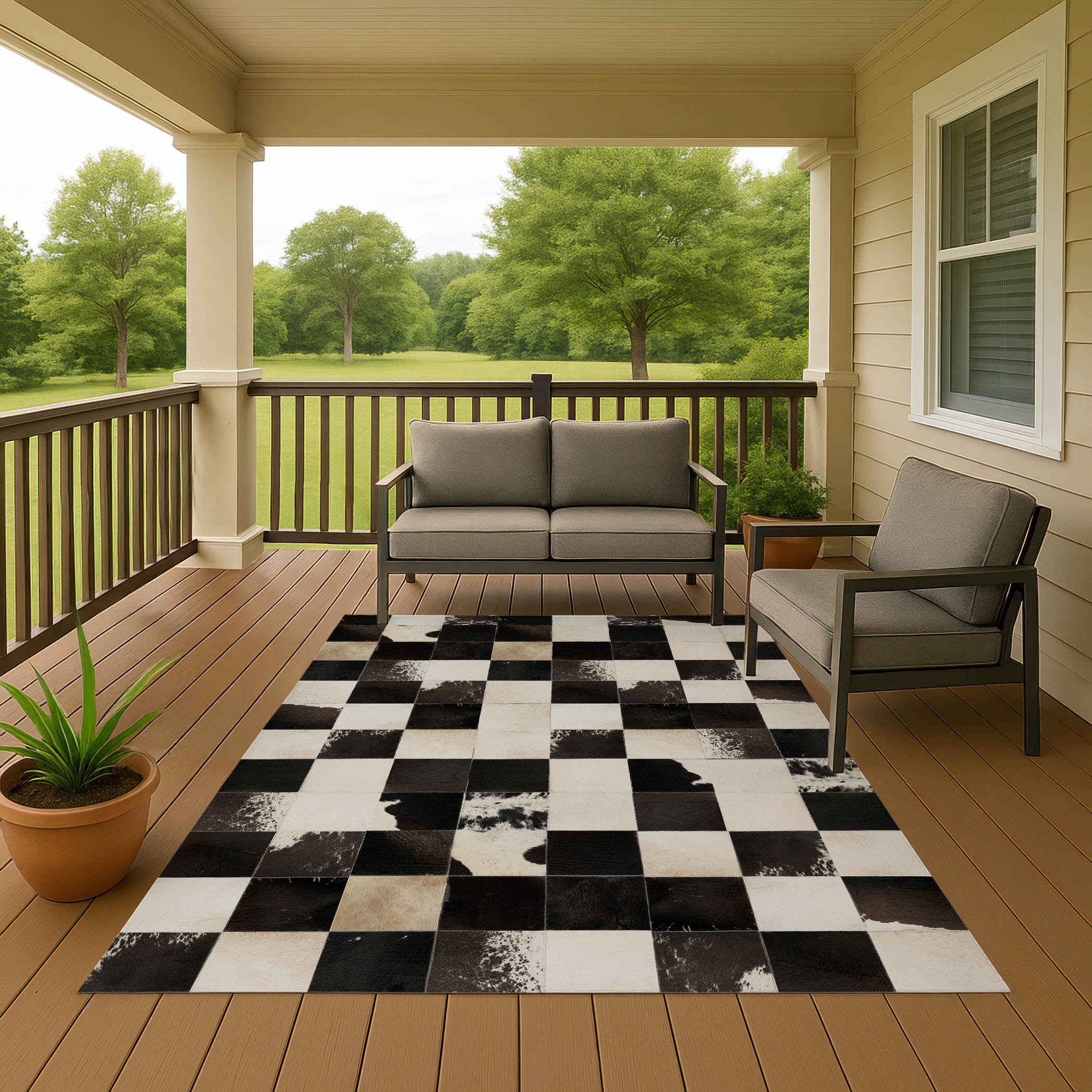 Luxury Washable Indoor/Outdoor Lodge BM10 Black Rug 2'6" x 3'10" #shape_Rectangle