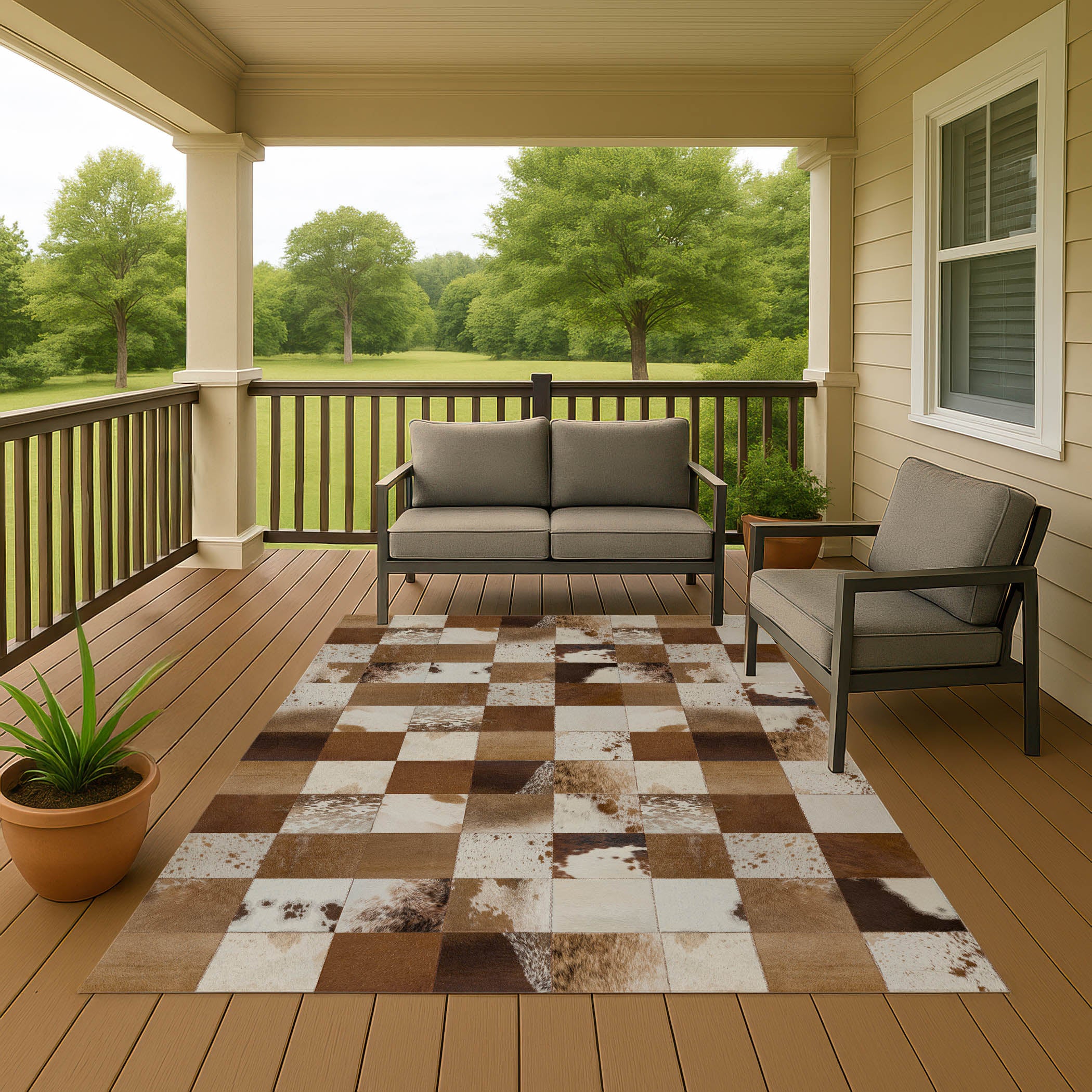 Luxury Washable Indoor/Outdoor Lodge BM10 Brown Rug 2'6" x 3'10" #shape_Rectangle