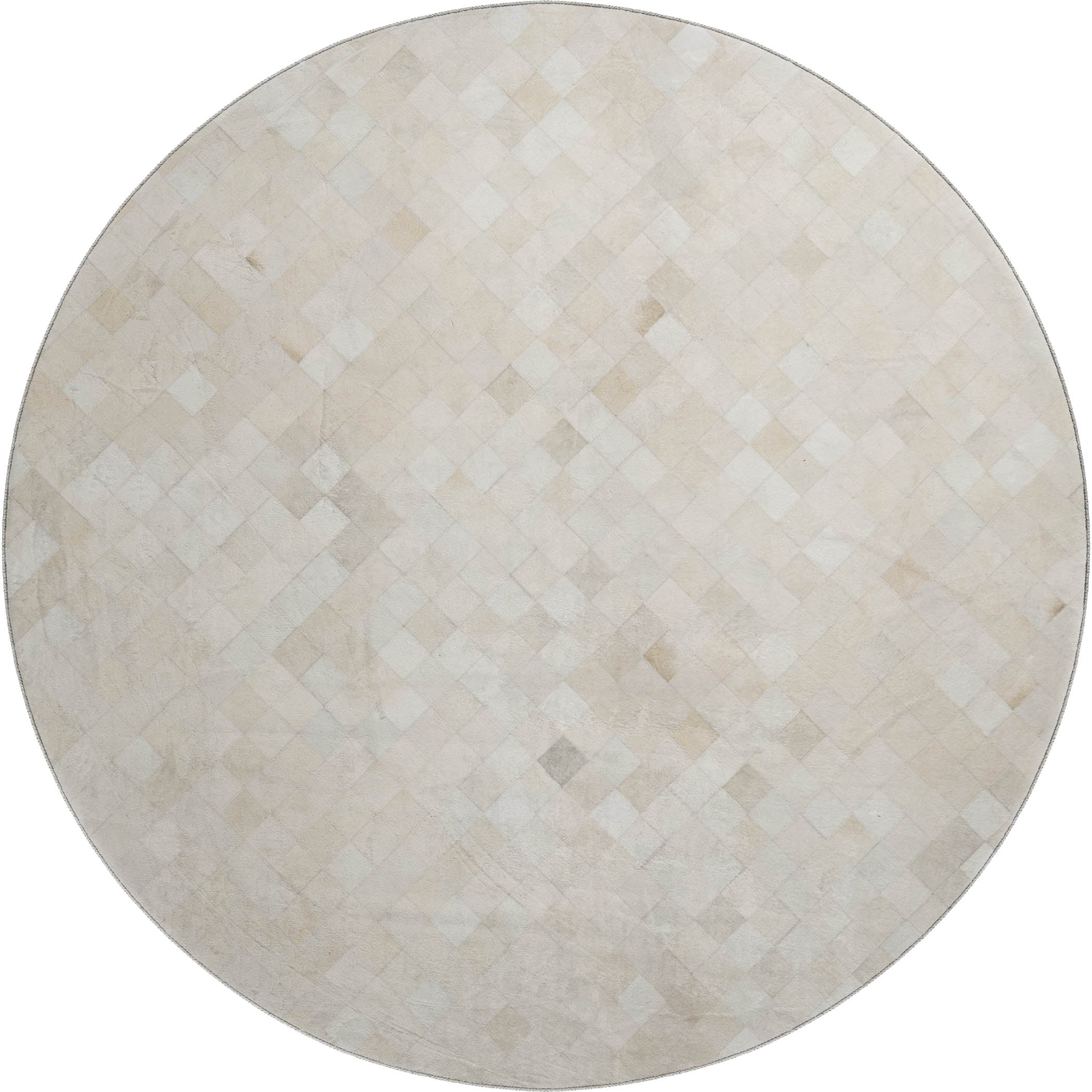 Luxury Washable Indoor/Outdoor Lodge BM2 Linen Ivory Rug 8' x 8' #shape_Round