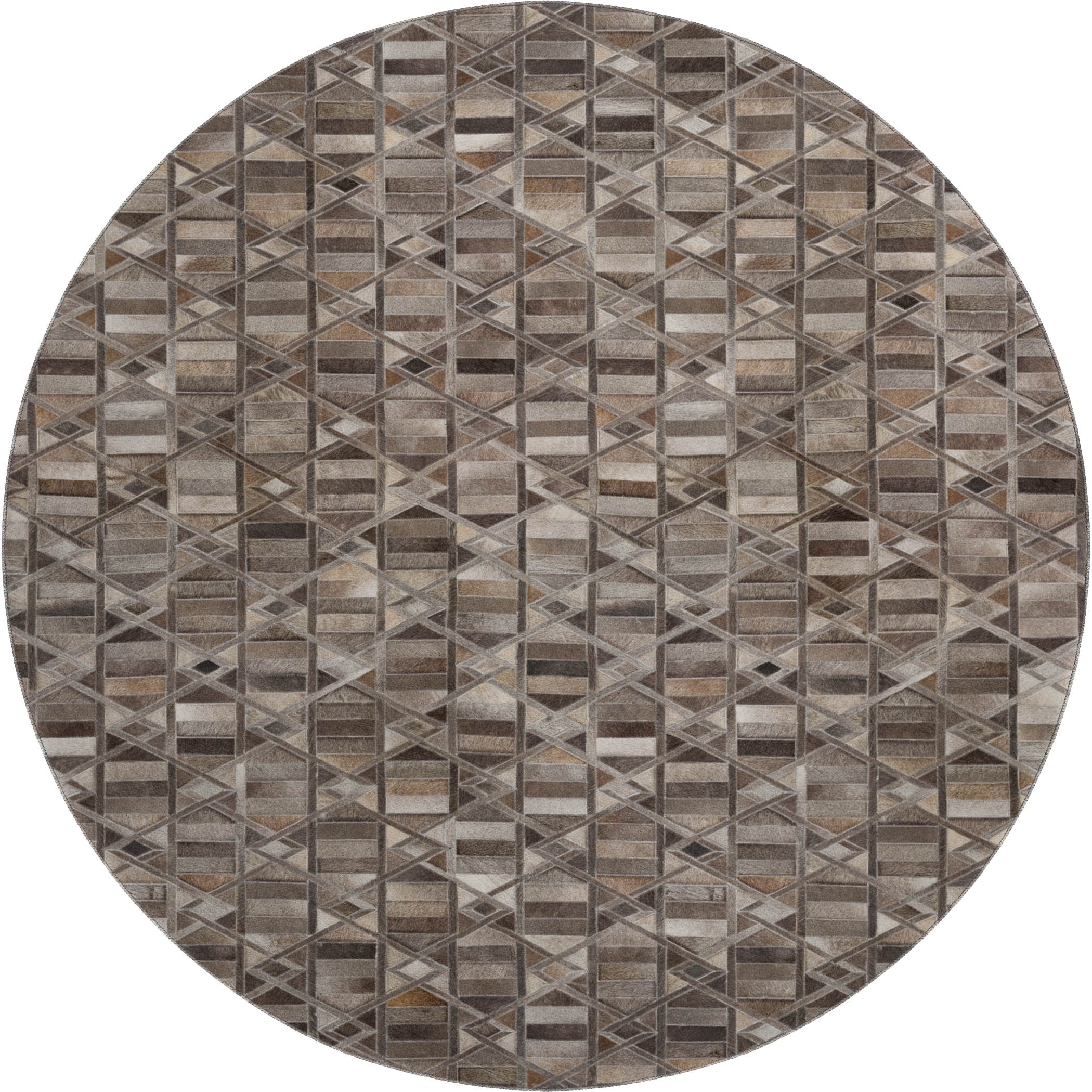 Luxury Washable Indoor/Outdoor Lodge BM4 Gray Rug 8' x 8' #shape_Round