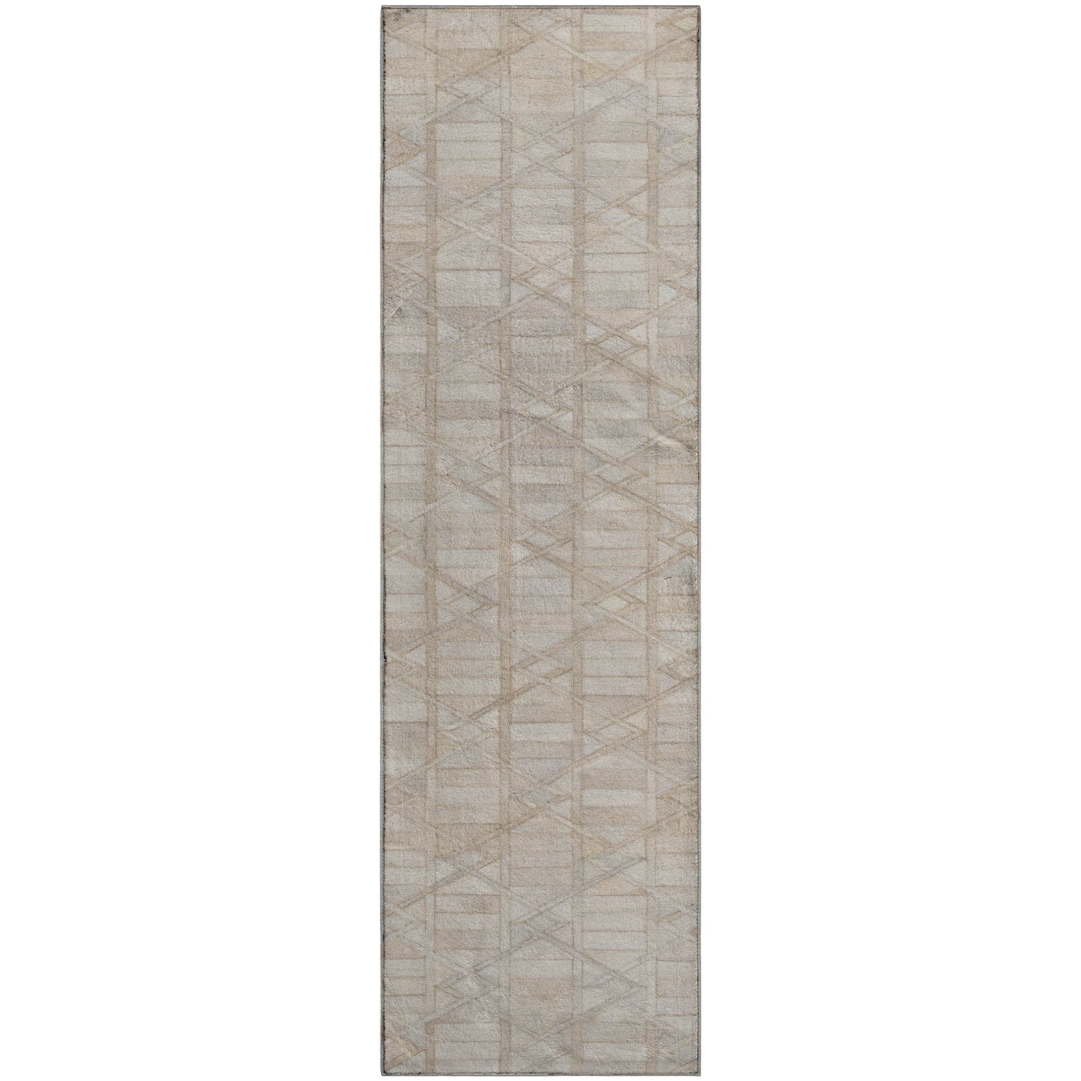 Luxury Washable Indoor/Outdoor Lodge BM4 Linen Ivory Rug 2'3" x 7'6" #shape_Runner