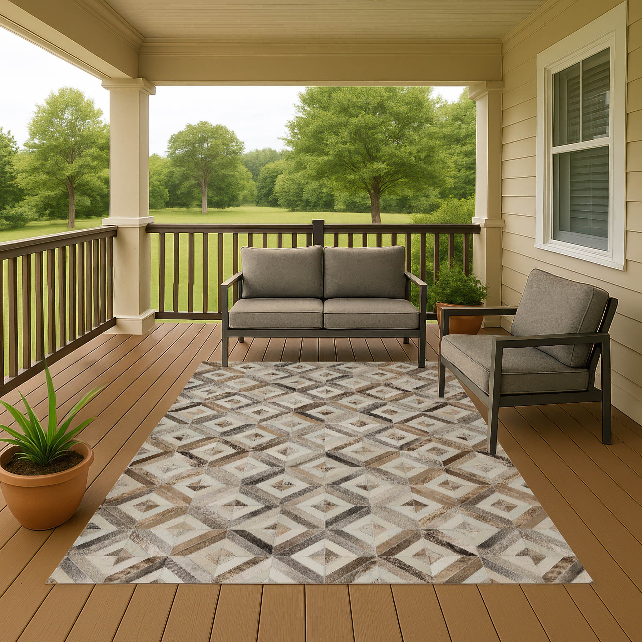 Luxury Washable Indoor/Outdoor Lodge BM7 Gray Rug 2'6" x 3'10" #shape_Rectangle