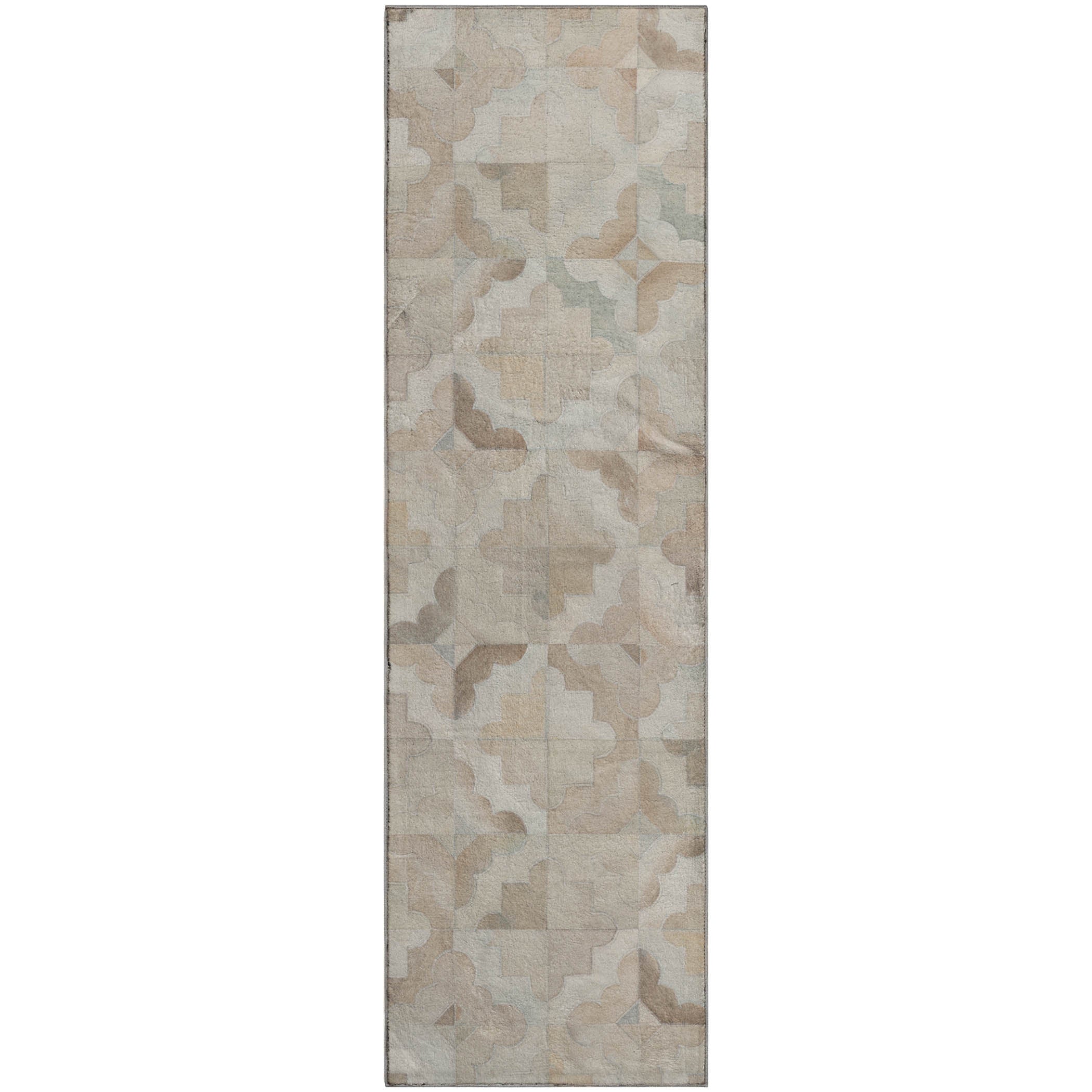 Luxury Washable Indoor/Outdoor Lodge BM8 Linen Ivory Rug 2'3" x 7'6" #shape_Runner