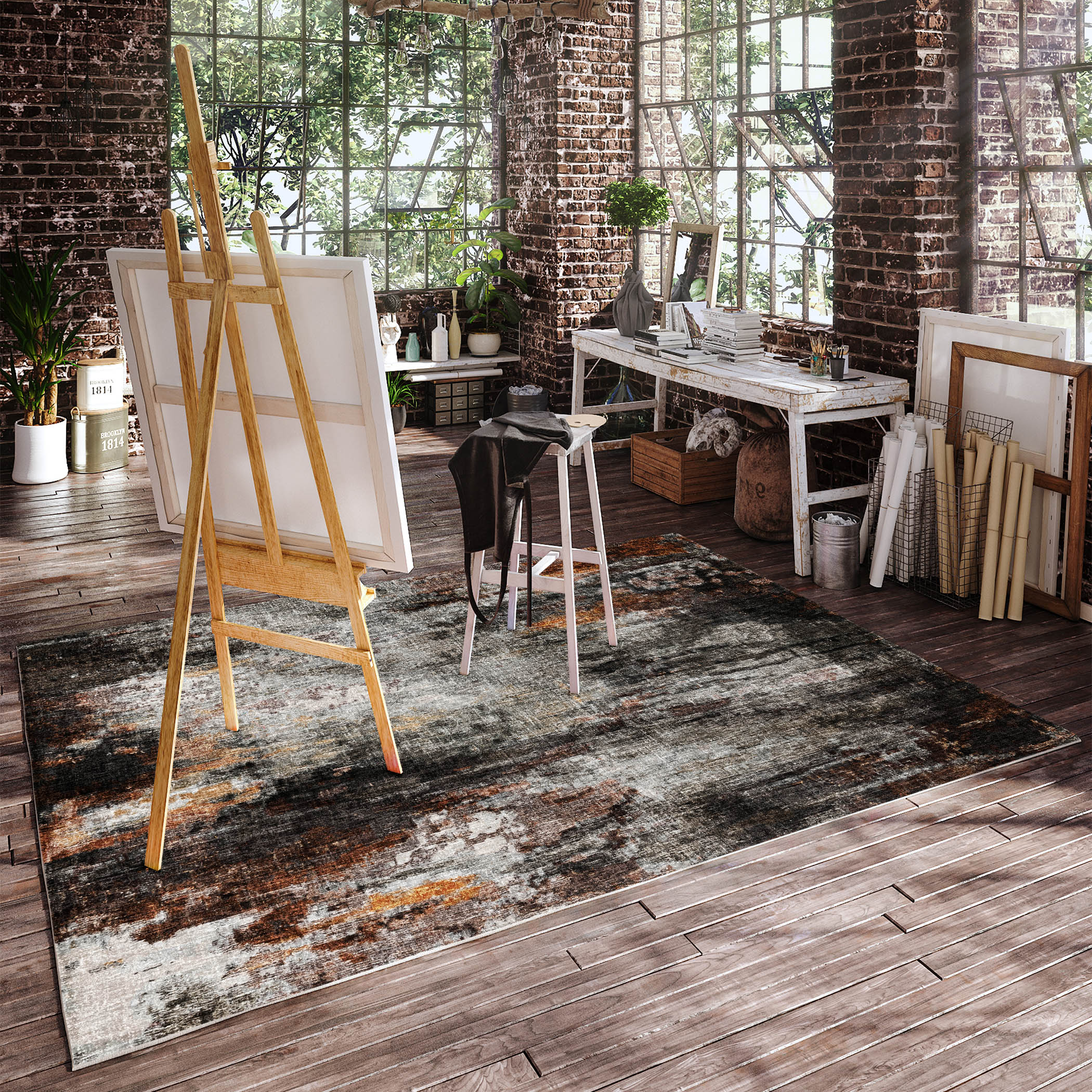 Luxury Washable Casual BO10 Gray Rug 2'6" x 3'10" #shape_Rectangle