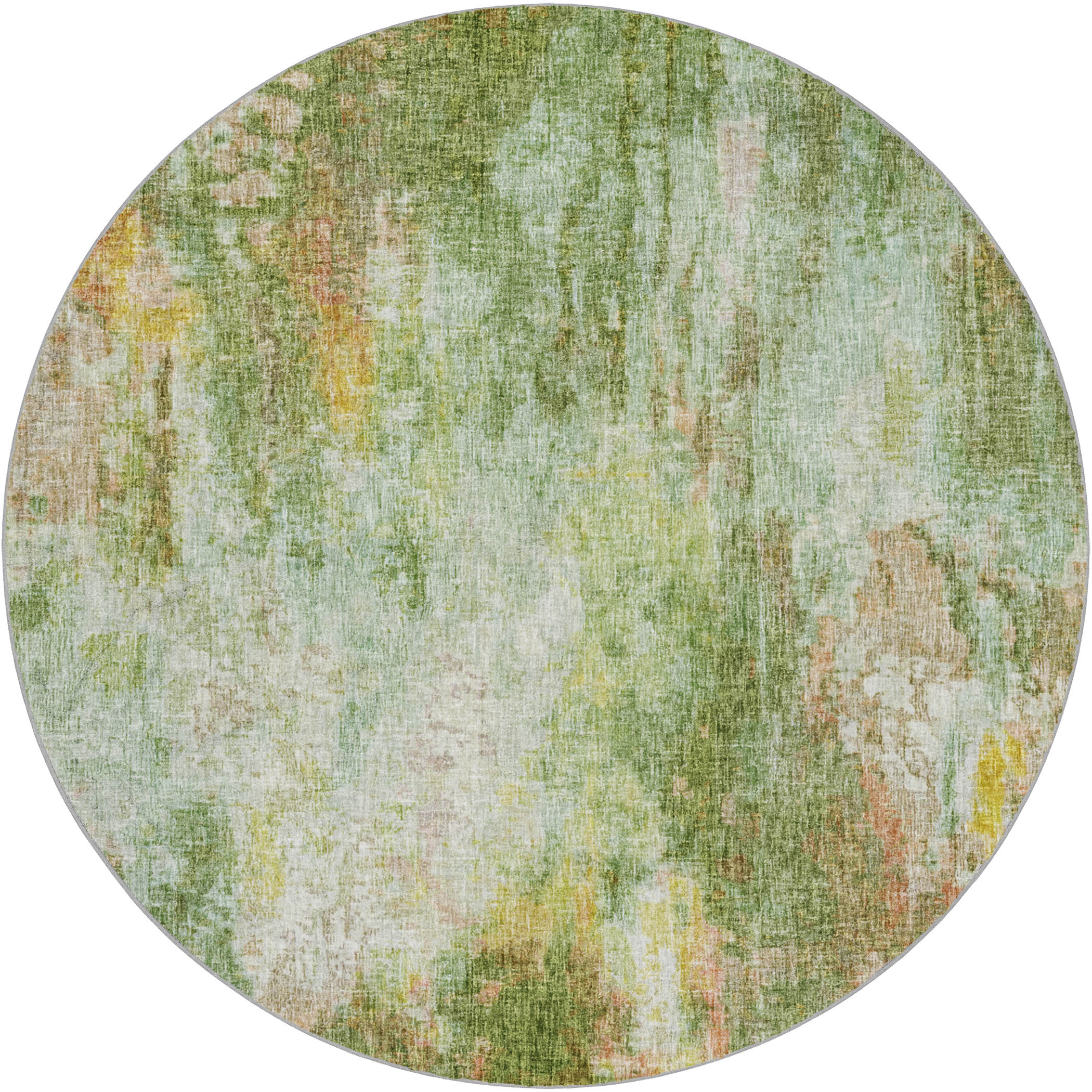 Luxury Washable Casual BO10 Sage Green Rug 8' x 8' #shape_Round