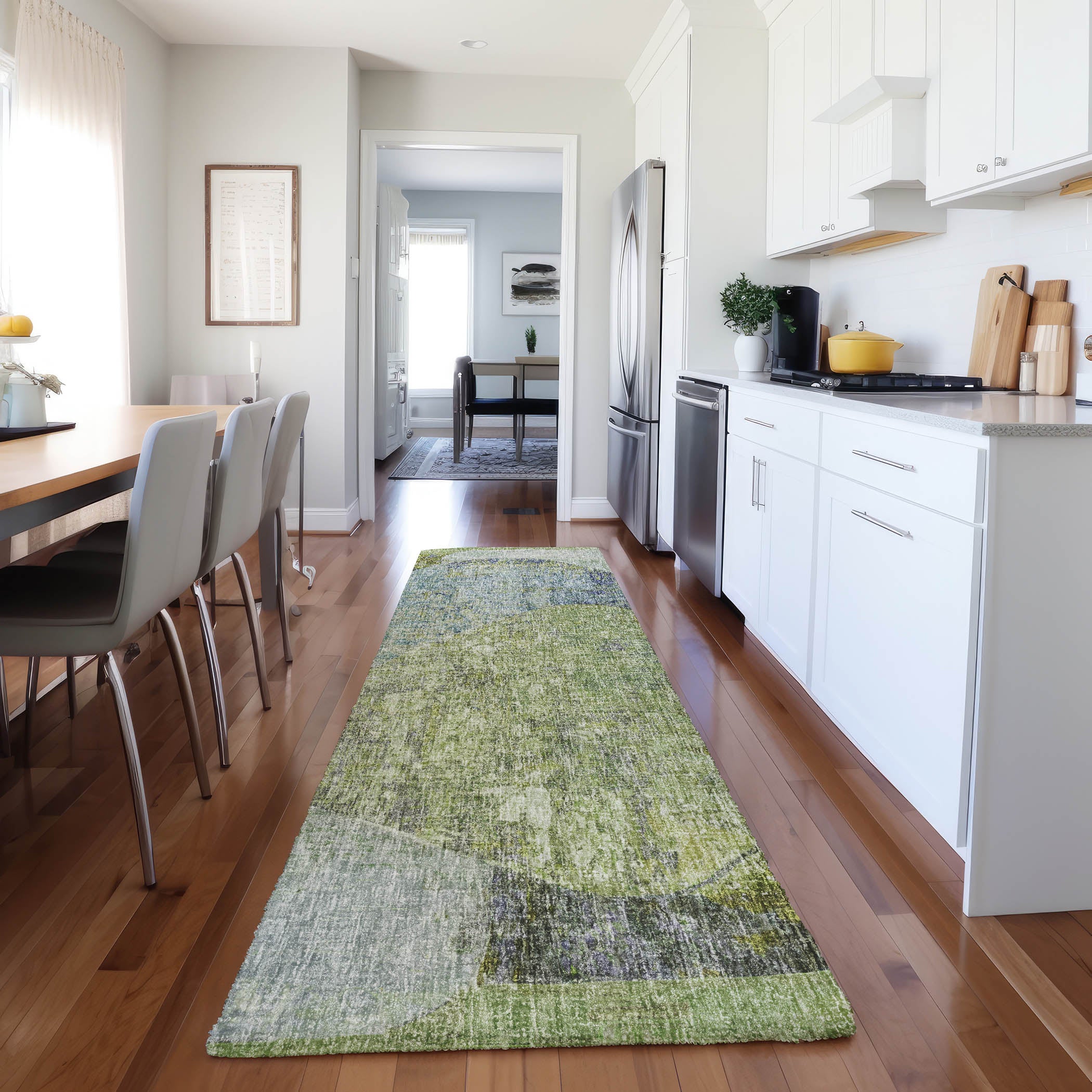 Luxury Washable Casual BO11 Aloe Green Rug 2'3" x 7'6" #shape_Runner