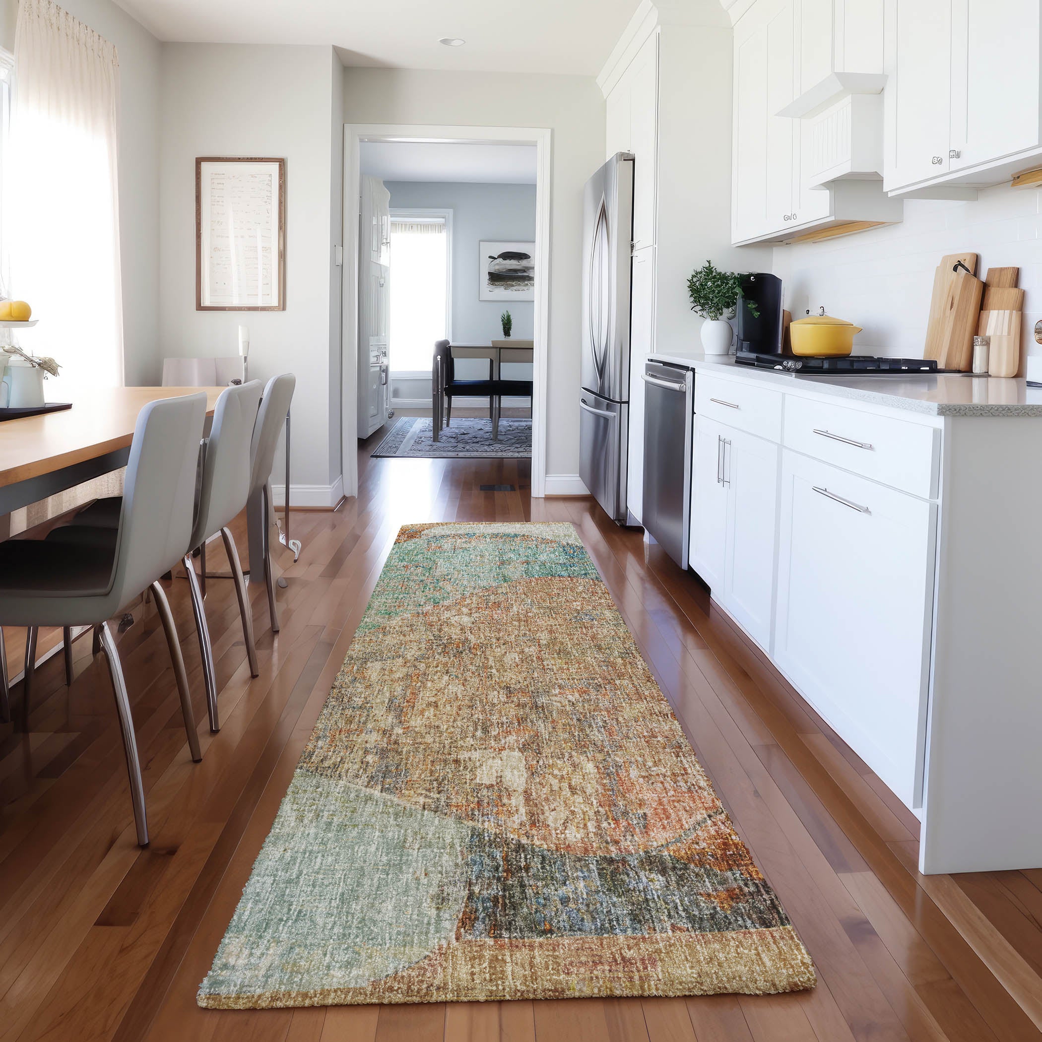 Luxury Washable Casual BO11 Teal Rug 2'3" x 7'6" #shape_Runner