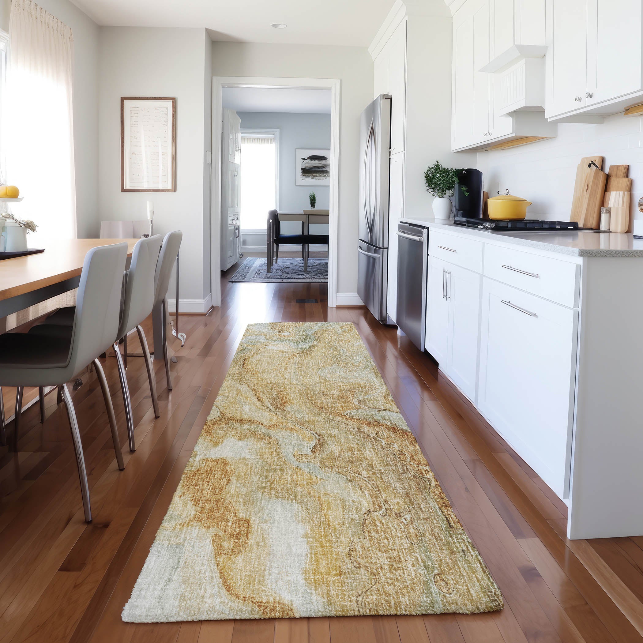 Luxury Washable Casual BO14 Copper Orange Rug 2'3" x 7'6" #shape_Runner