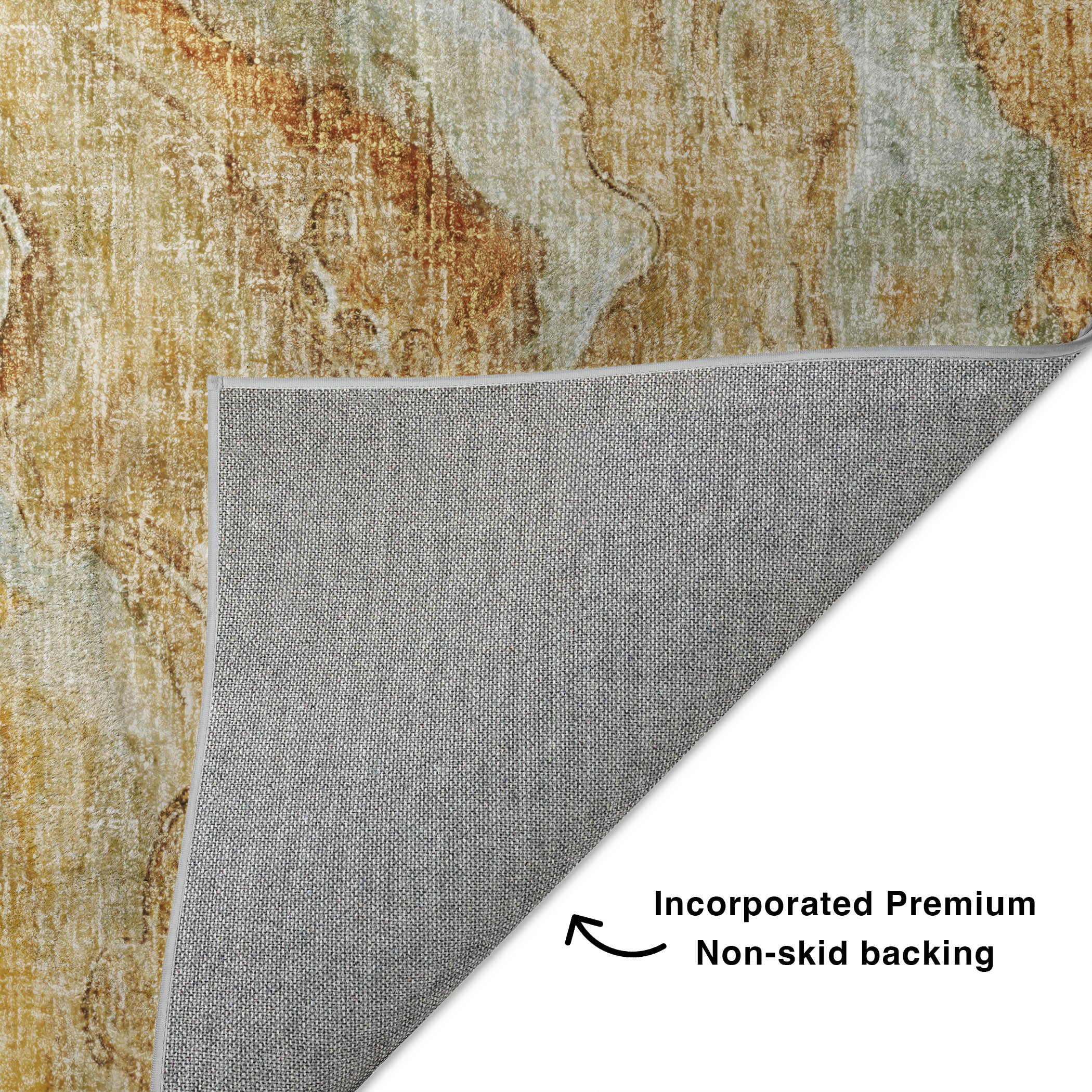 Luxury Washable Casual BO14 Copper Orange Rug 1'8" x 2'6" #shape_Rectangle