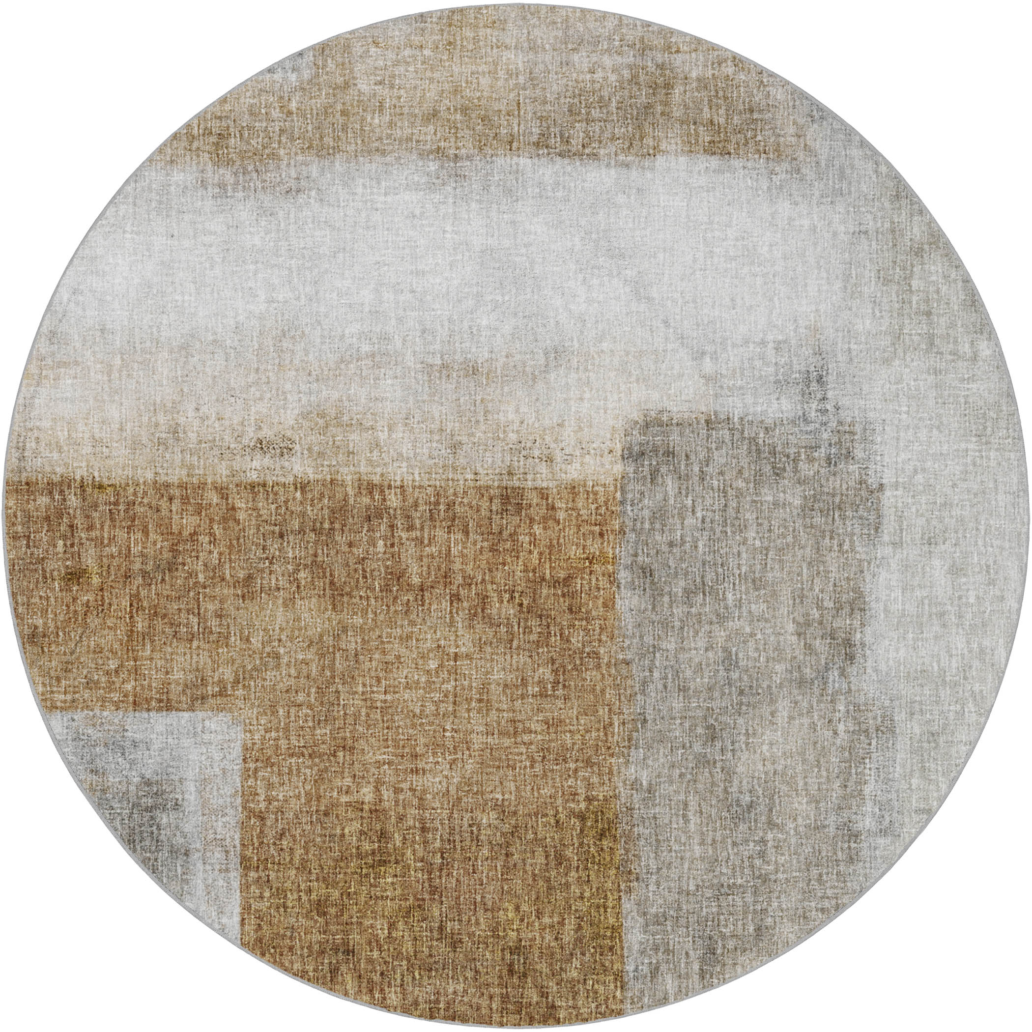 Luxury Washable Casual BO1 Brown Rug 8' x 8' #shape_Round