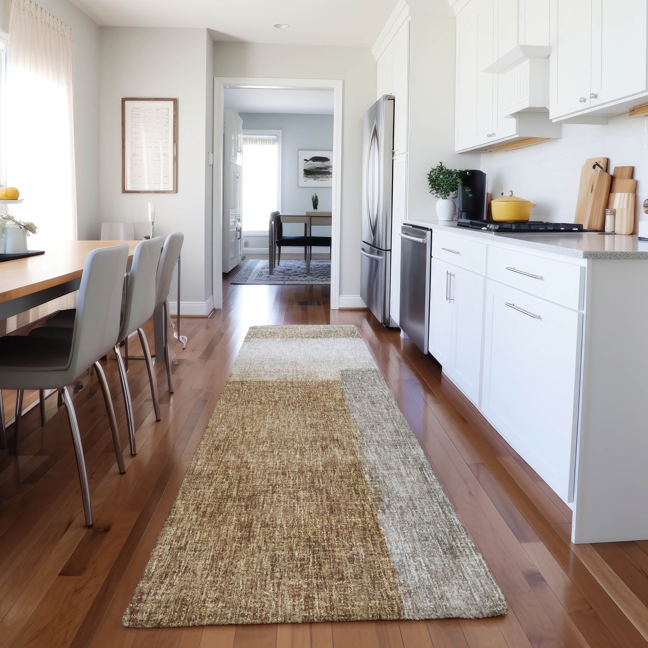 Luxury Washable Casual BO1 Brown Rug 2'3" x 7'6" #shape_Runner