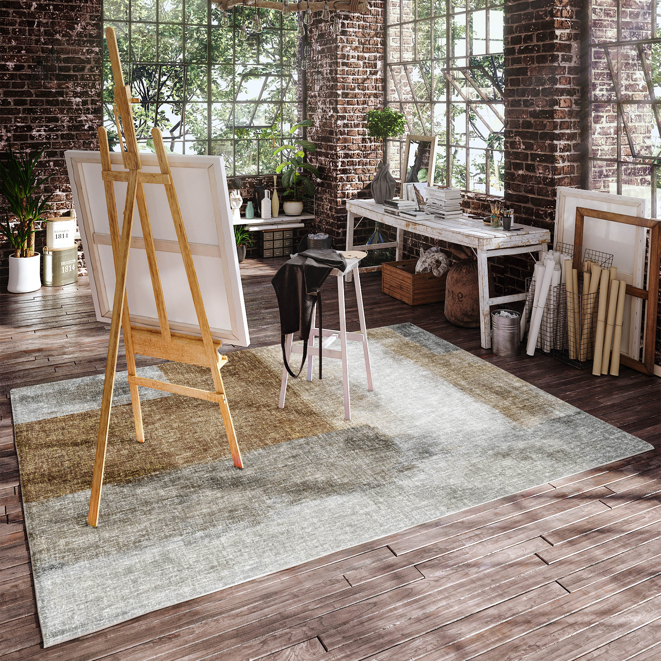 Luxury Washable Casual BO1 Brown Rug 2'6" x 3'10" #shape_Rectangle