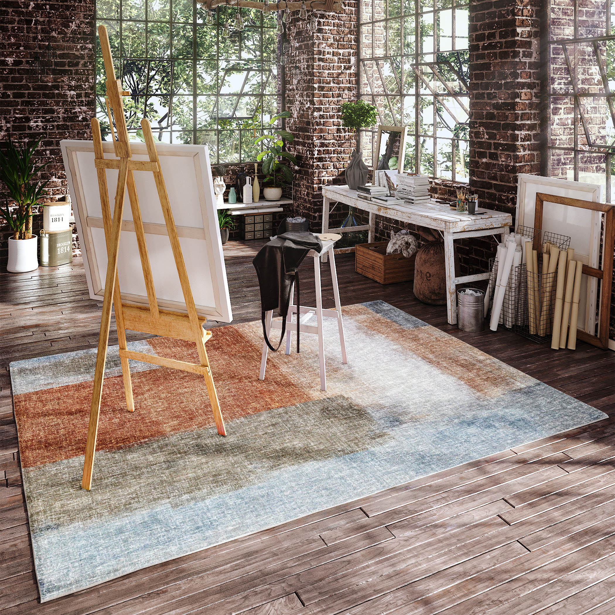 Luxury Washable Casual BO1 Salmon Orange Rug 2'6" x 3'10" #shape_Rectangle