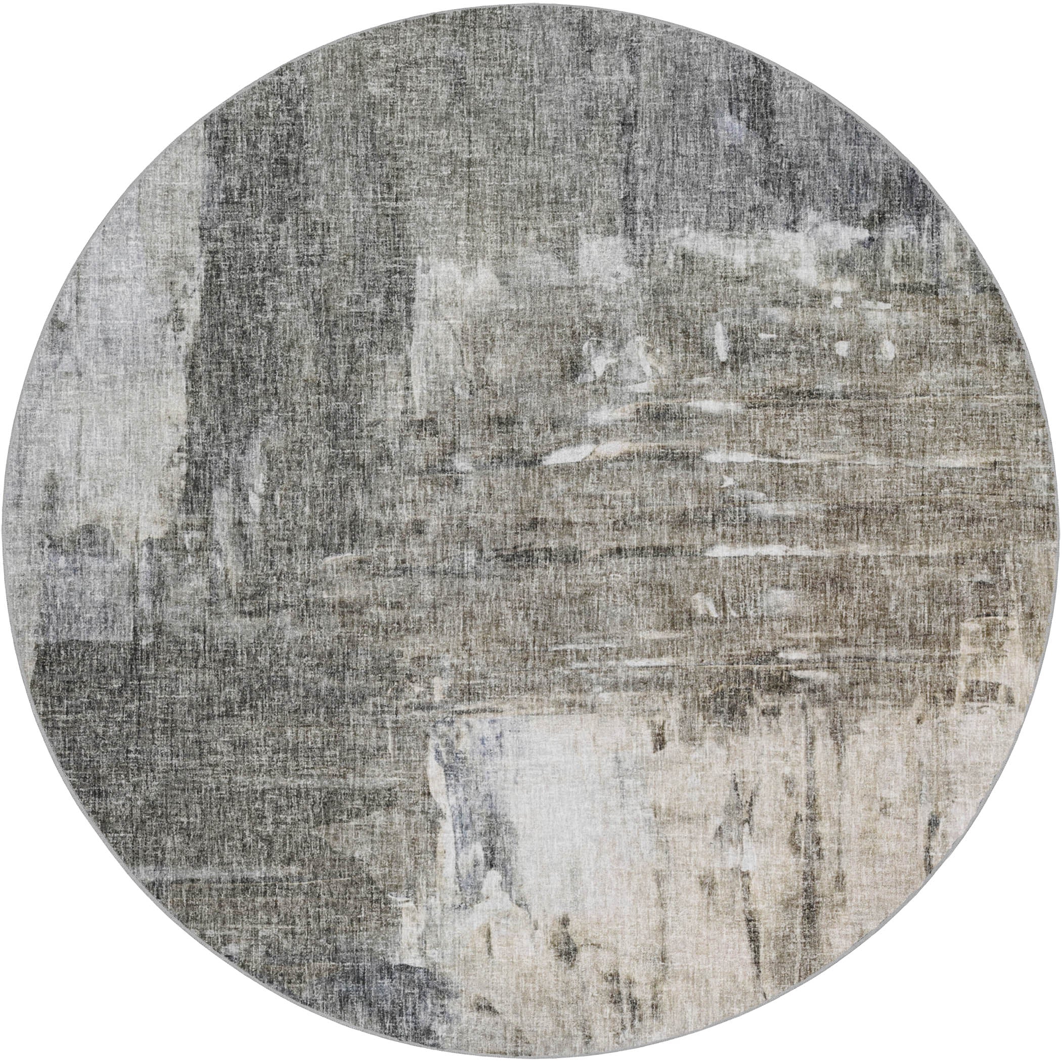 Luxury Washable Casual BO2 Gray Rug 8' x 8' #shape_Round