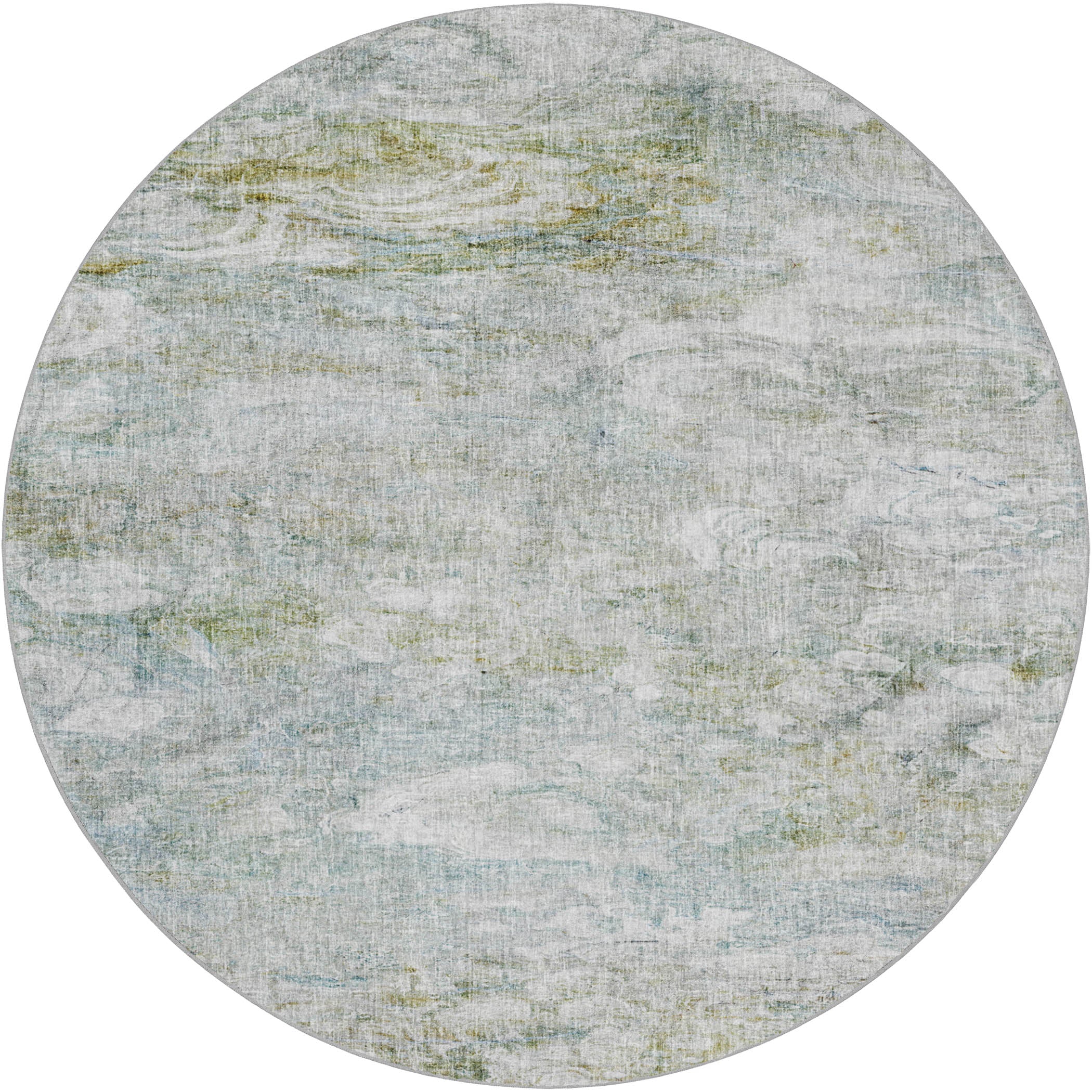 Luxury Washable Casual BO3 Seafoam Blue Rug 8' x 8' #shape_Round