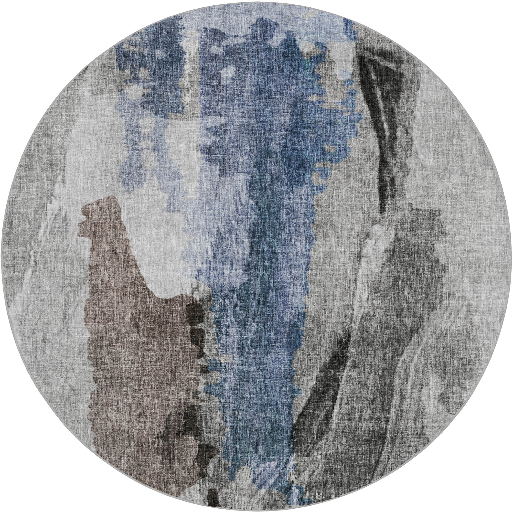 Luxury Washable Casual BO6 Pewter Gray Rug 8' x 8' #shape_Round