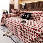 Jacquard Fleece Houndstooth Warm Cozy Couch Cover Blanket Decorative Throws for Sofas