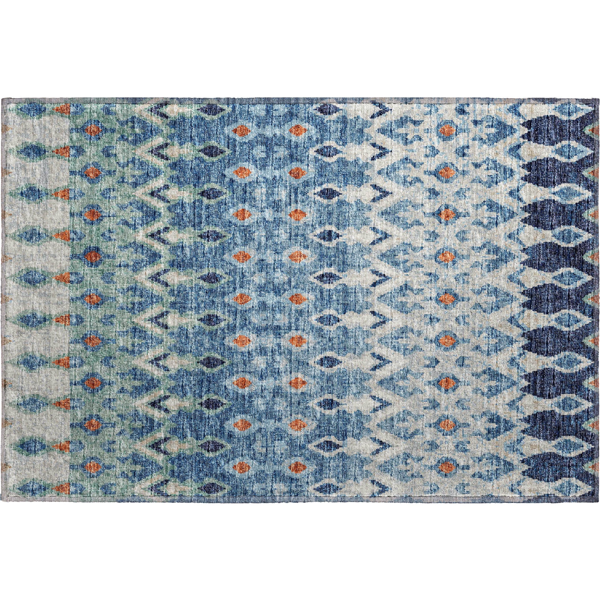 Luxury Machine Washable Indoor/Outdoor Casual BR1 Indigo Blue Rug 1'8" x 2'6" #shape_Rectangle
