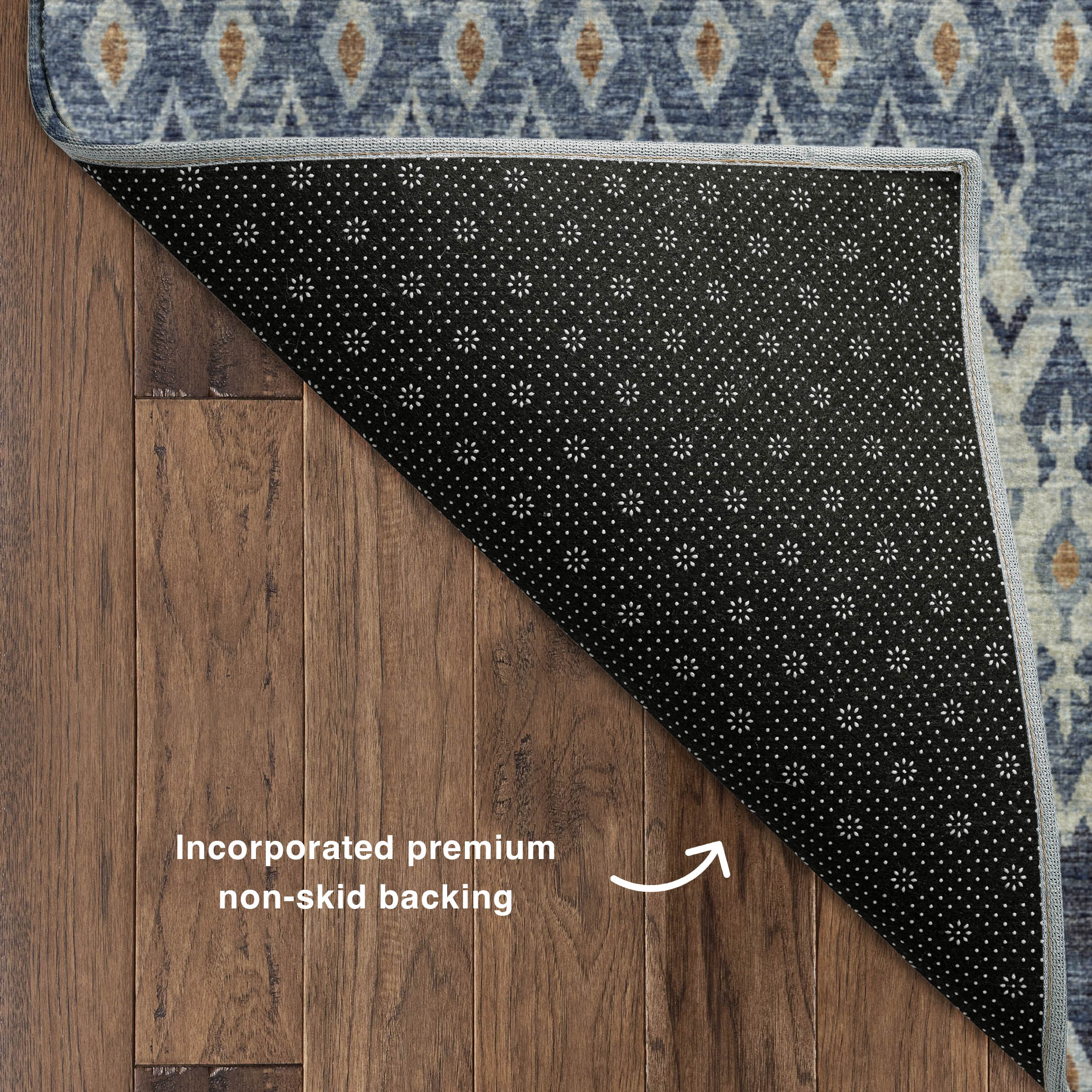 Luxury Machine Washable Indoor/Outdoor Casual BR1 Indigo Blue Rug 1'8" x 2'6" #shape_Rectangle