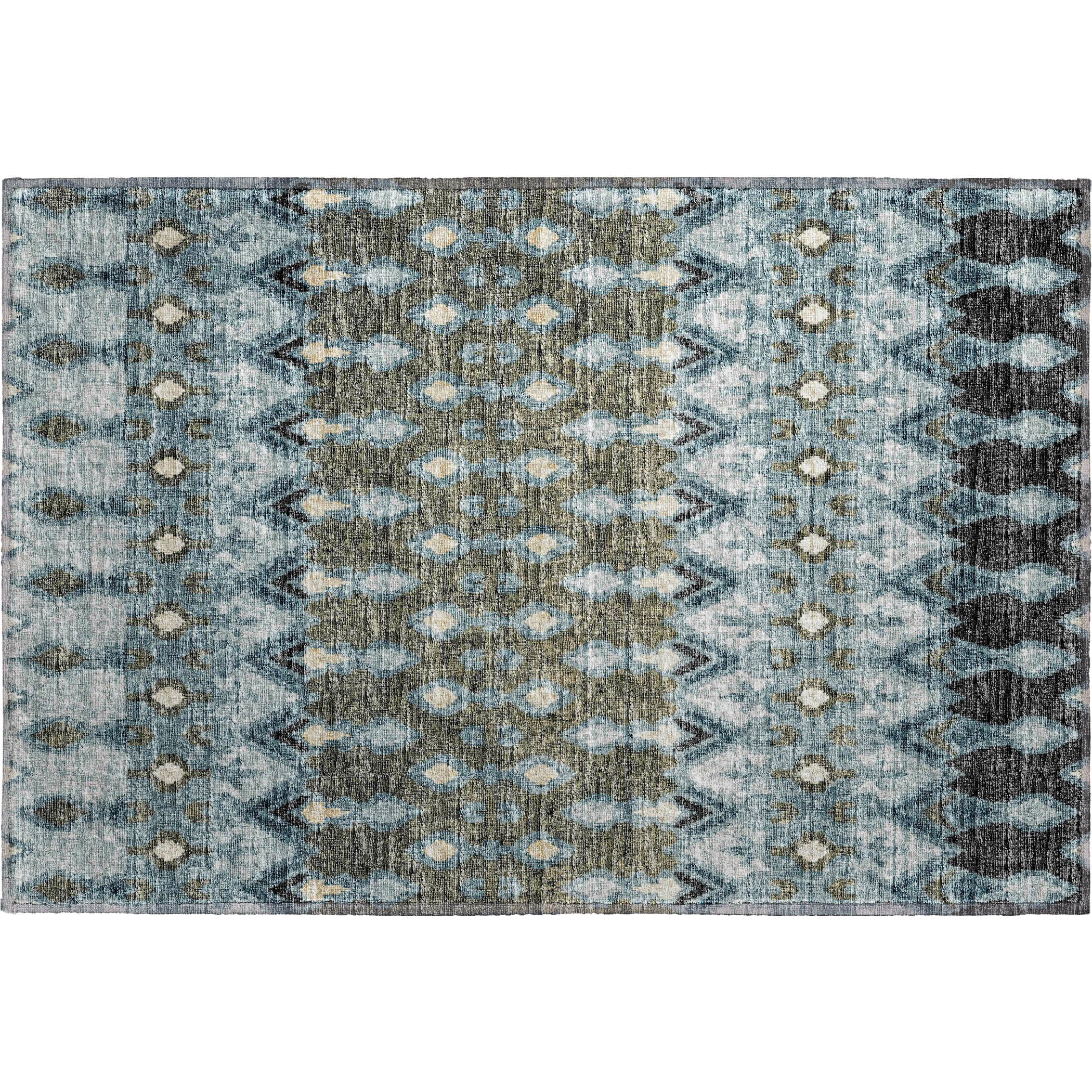 Luxury Machine Washable Indoor/Outdoor Casual BR1 Mineral Blue Rug 1'8" x 2'6" #shape_Rectangle
