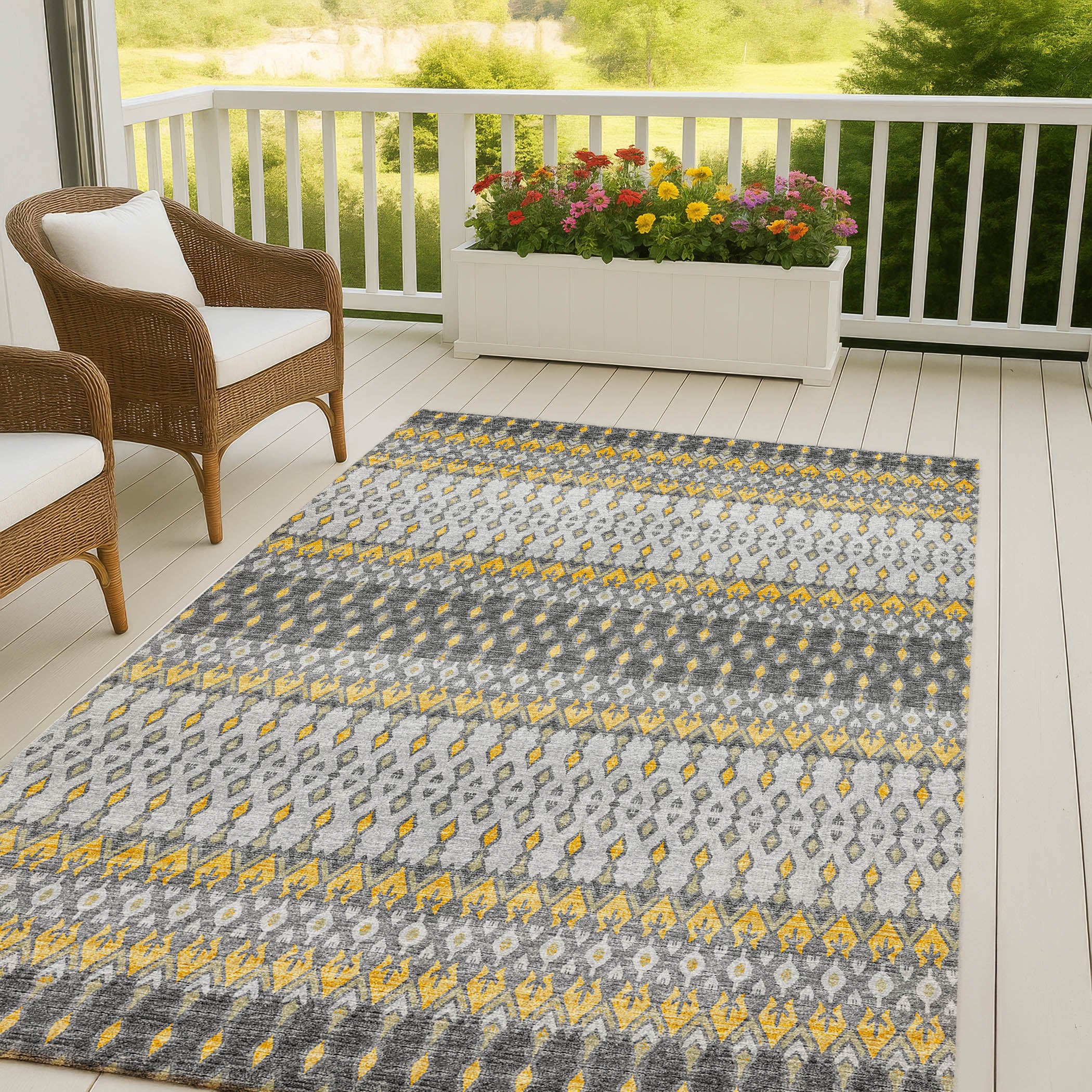 Luxury Machine Washable Indoor/Outdoor Casual BR1 Pewter Gray Rug 3' x 5' #shape_Rectangle