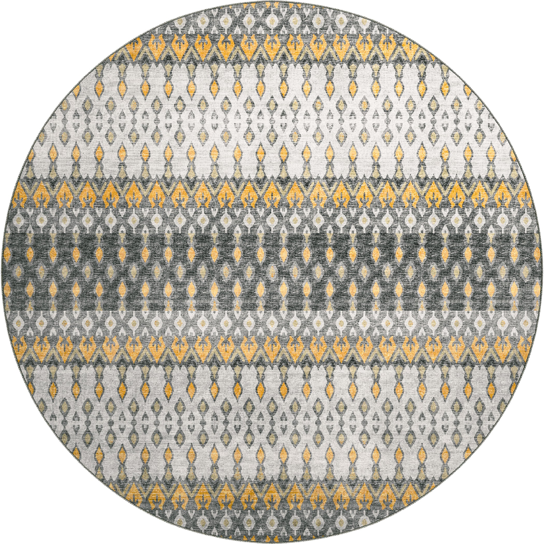 Luxury Machine Washable Indoor/Outdoor Casual BR1 Pewter Gray Rug 8' x 8' #shape_Round