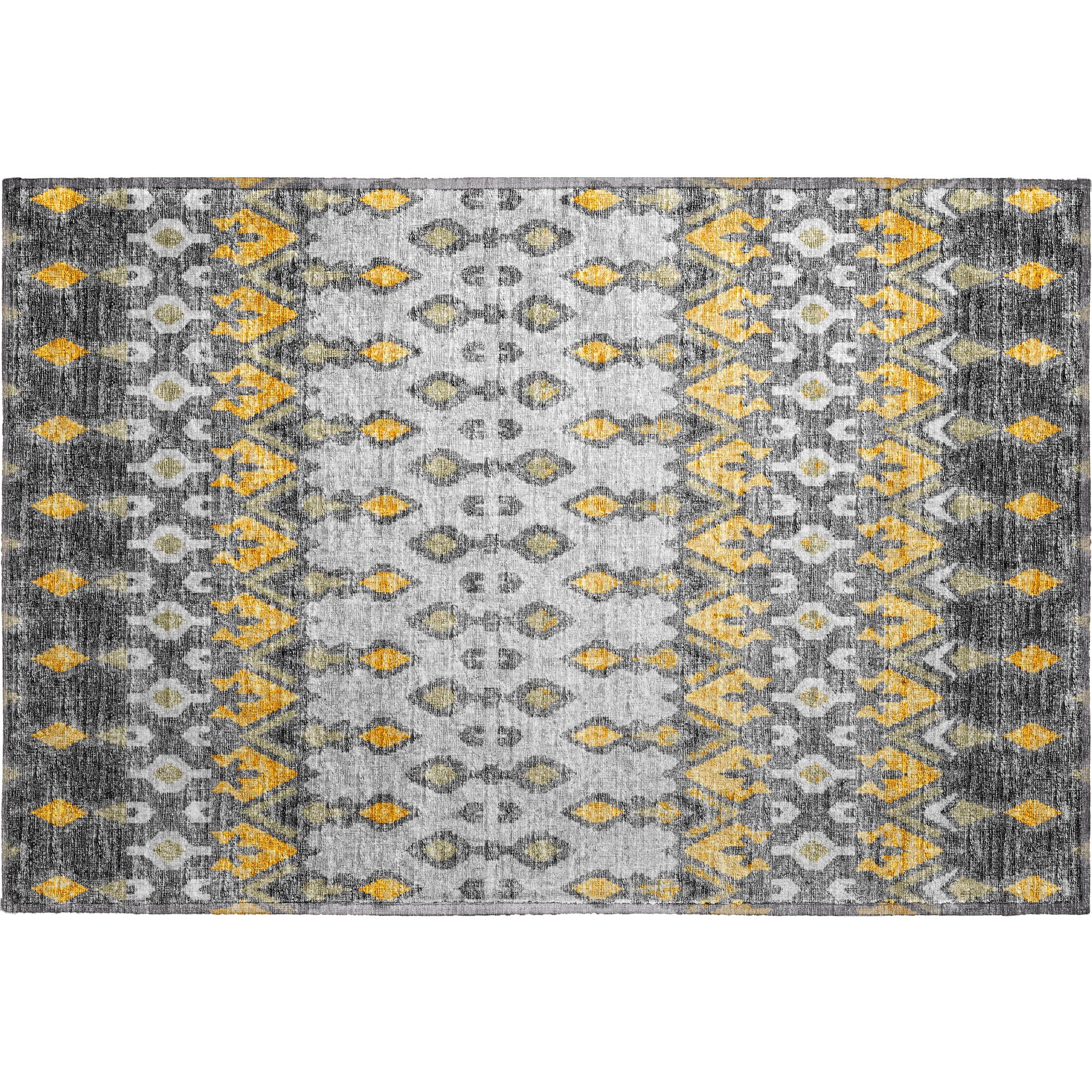 Luxury Machine Washable Indoor/Outdoor Casual BR1 Pewter Gray Rug 1'8" x 2'6" #shape_Rectangle