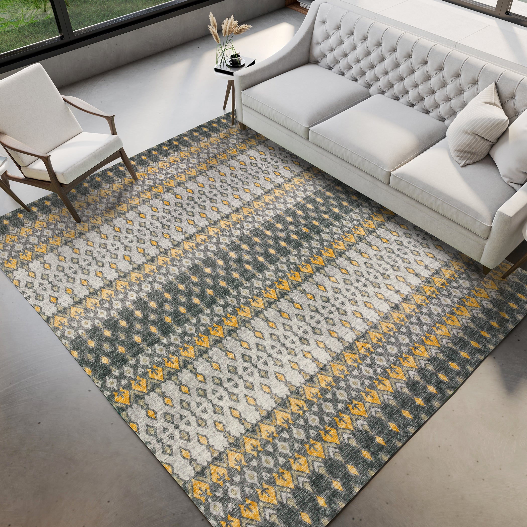 Luxury Machine Washable Indoor/Outdoor Casual BR1 Pewter Gray Rug 3' x 5' #shape_Rectangle