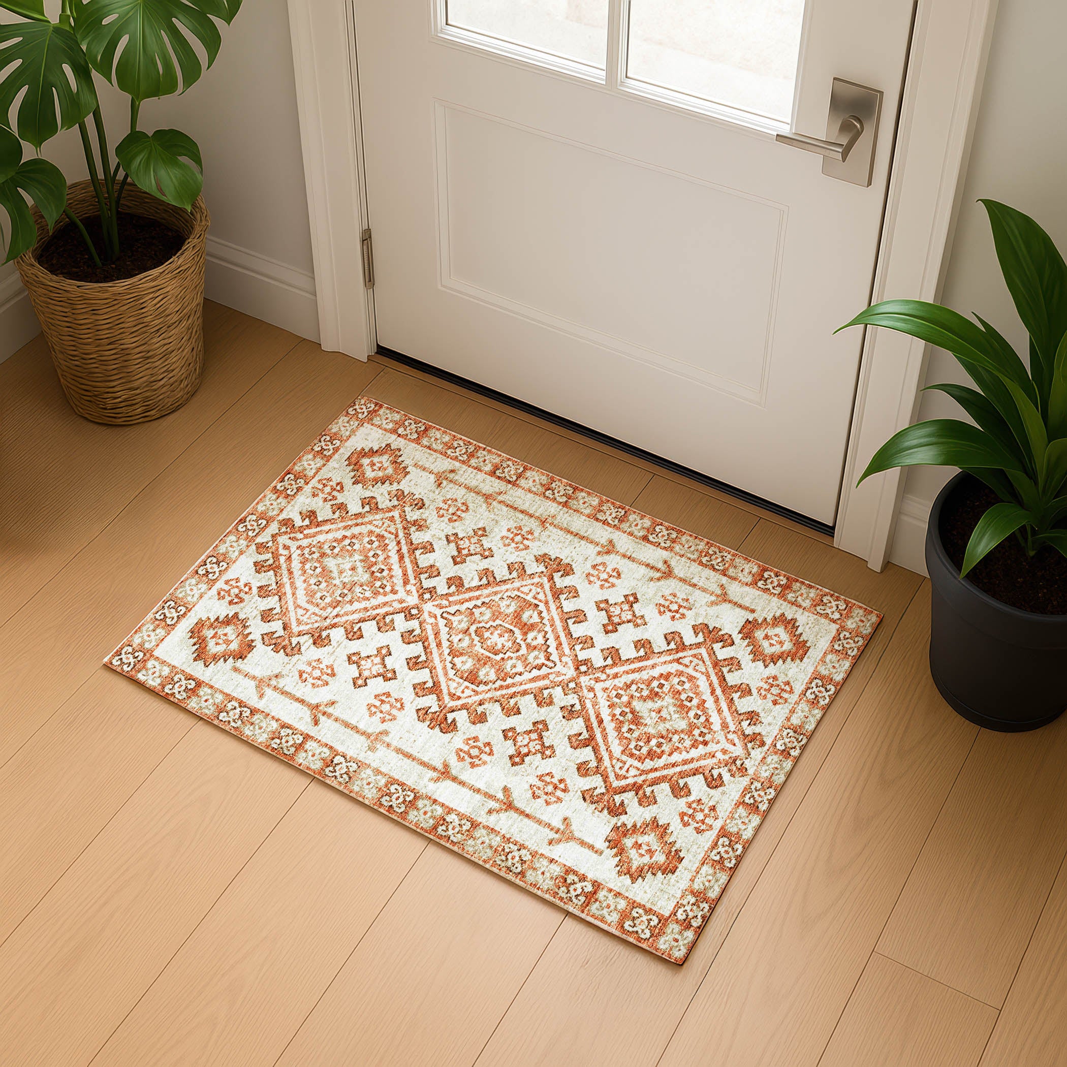 Luxury Machine Washable Indoor/Outdoor Casual BR2 Ivory Rug 1'8" x 2'6" #shape_Rectangle