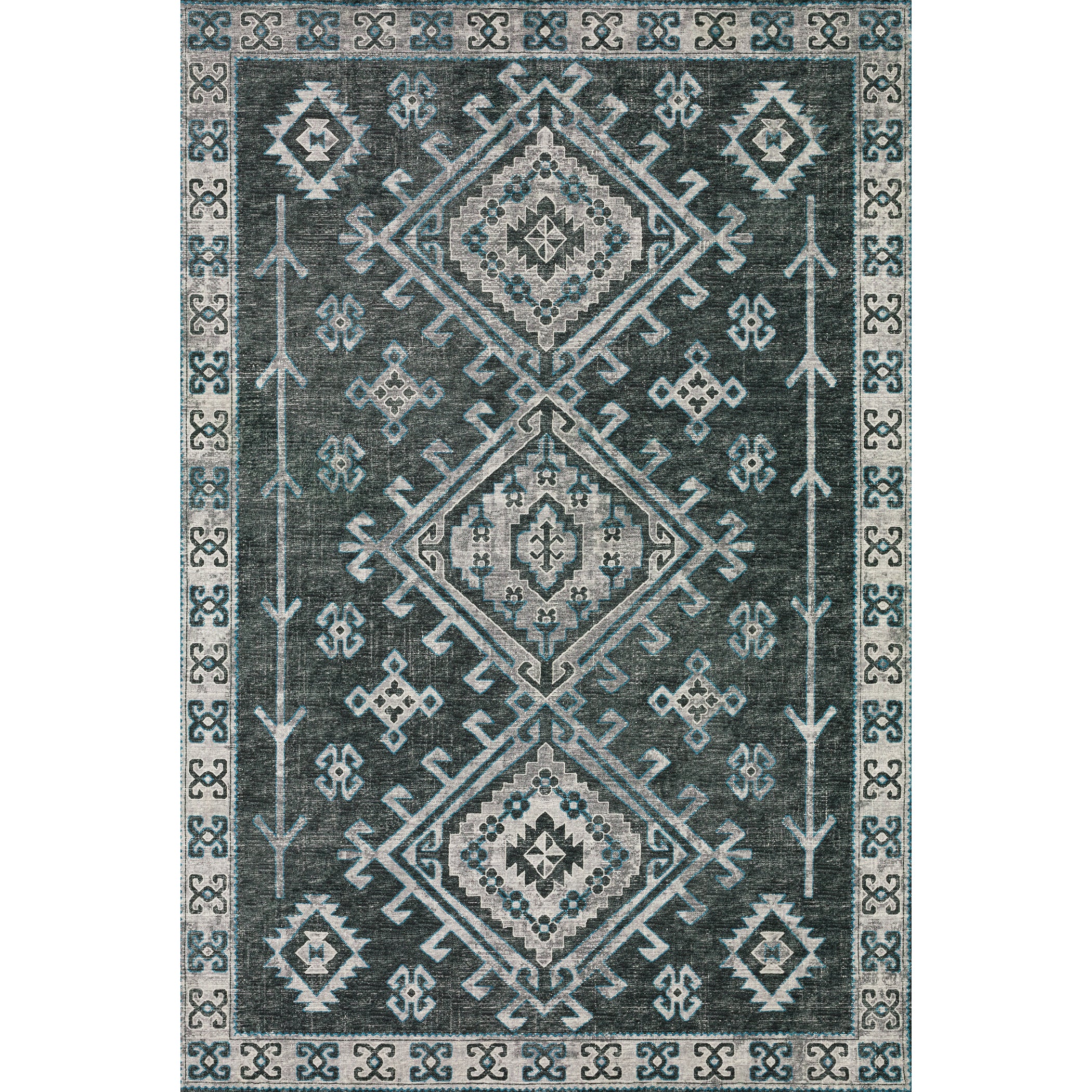 Luxury Machine Washable Indoor/Outdoor Casual BR2 Midnight Black Rug 3' x 5' #shape_Rectangle
