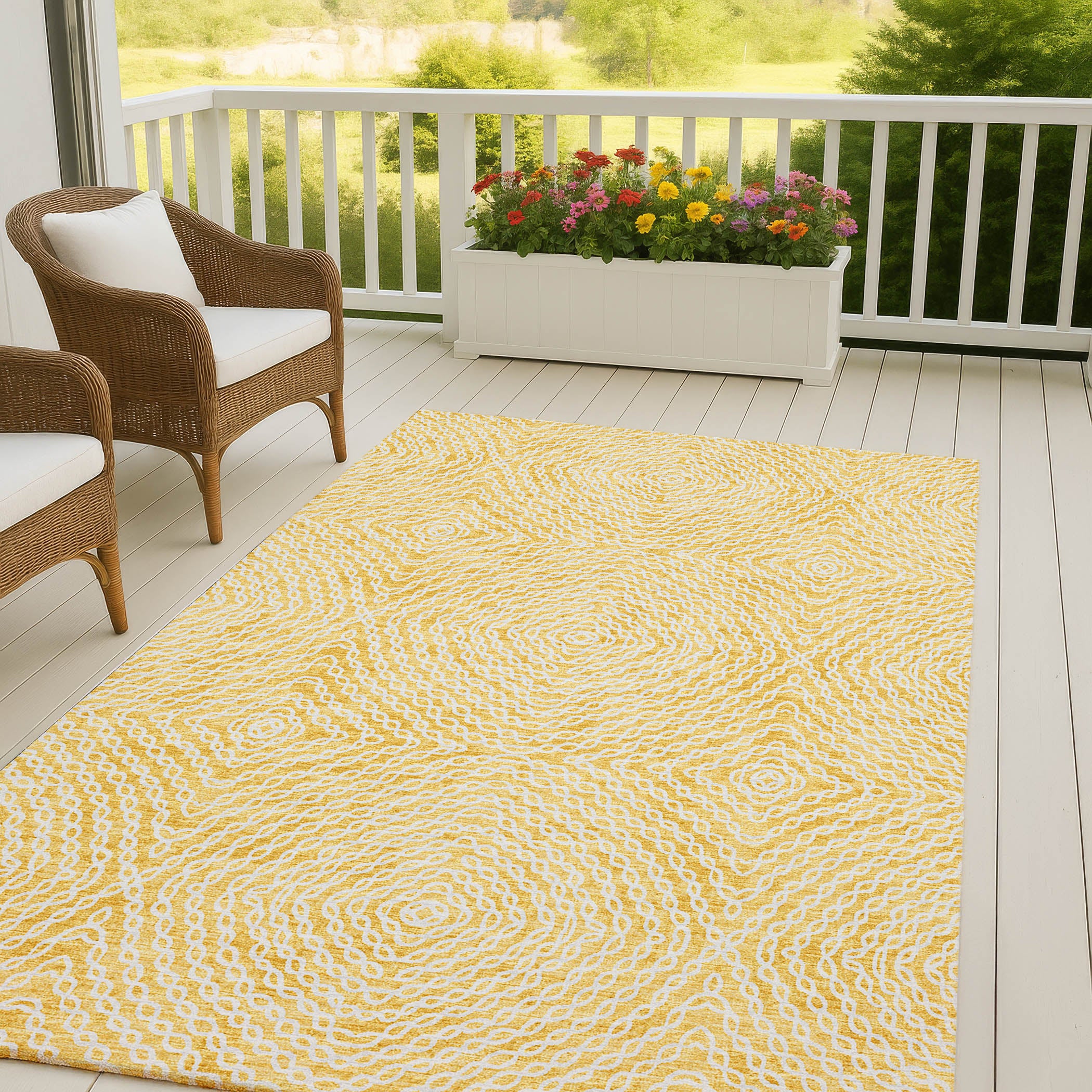 Luxury Machine Washable Indoor/Outdoor Casual BR3 Gold Rug 3' x 5' #shape_Rectangle
