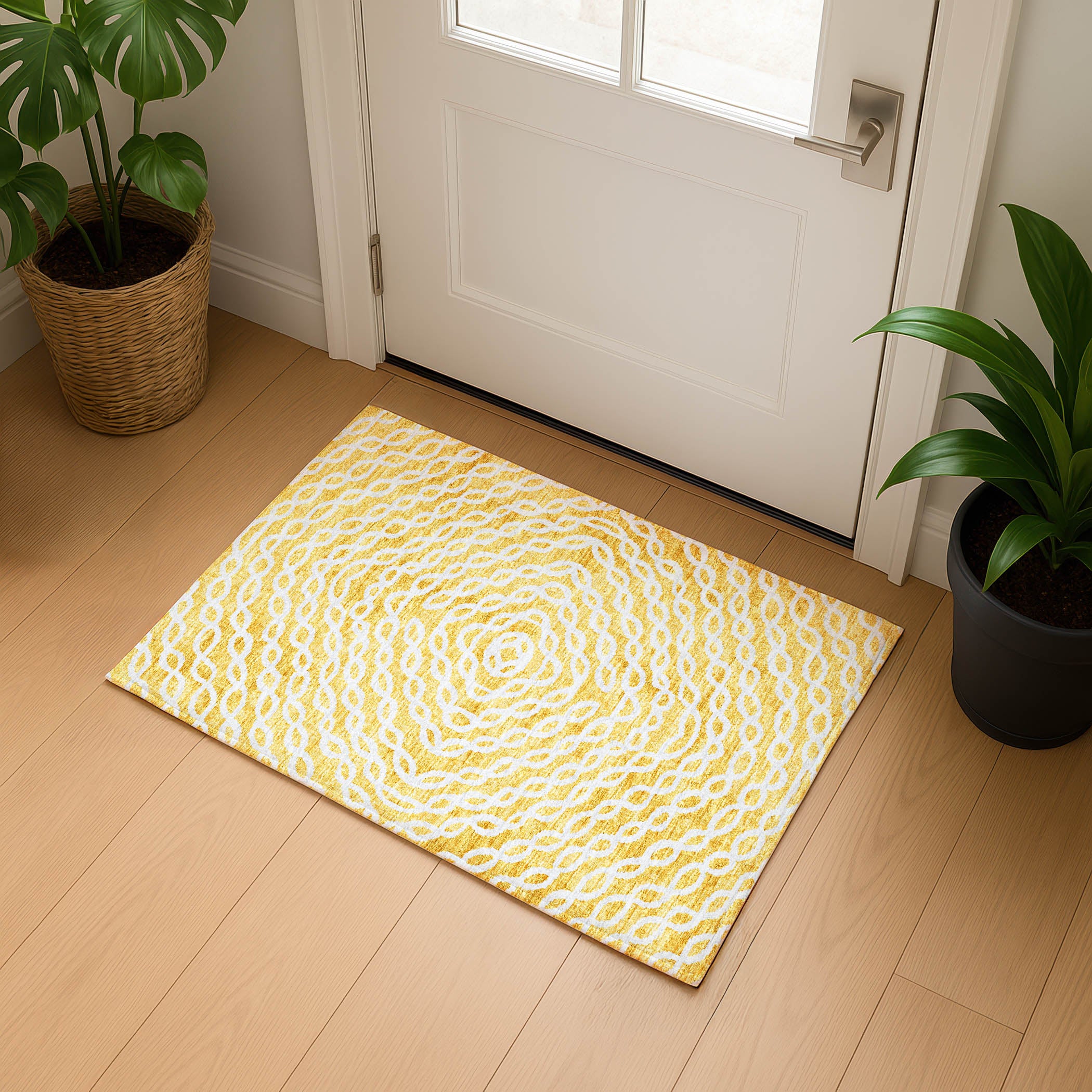Luxury Machine Washable Indoor/Outdoor Casual BR3 Gold Rug 1'8" x 2'6" #shape_Rectangle