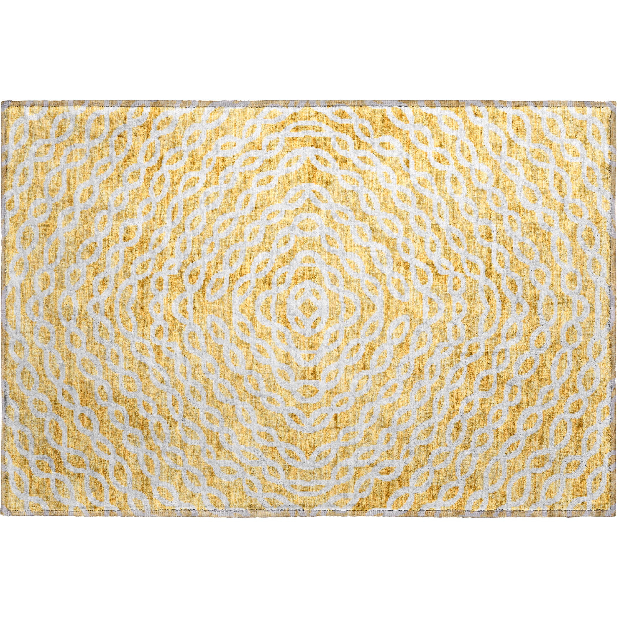 Luxury Machine Washable Indoor/Outdoor Casual BR3 Gold Rug 1'8" x 2'6" #shape_Rectangle