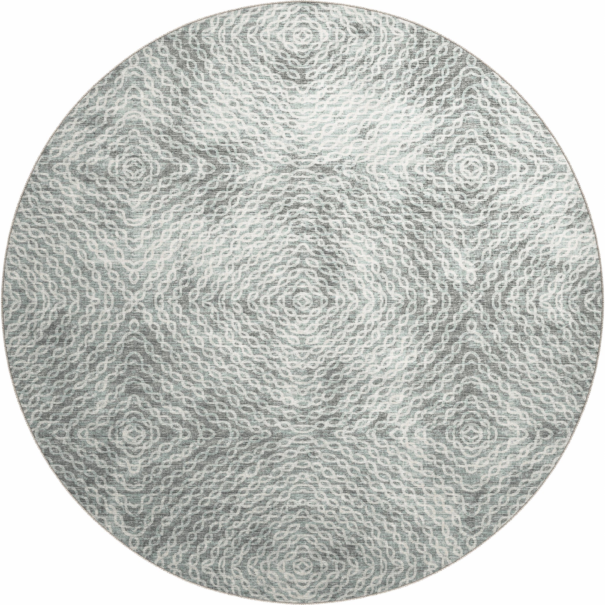 Luxury Machine Washable Indoor/Outdoor Casual BR3 Metal Gray Rug 8' x 8' #shape_Round