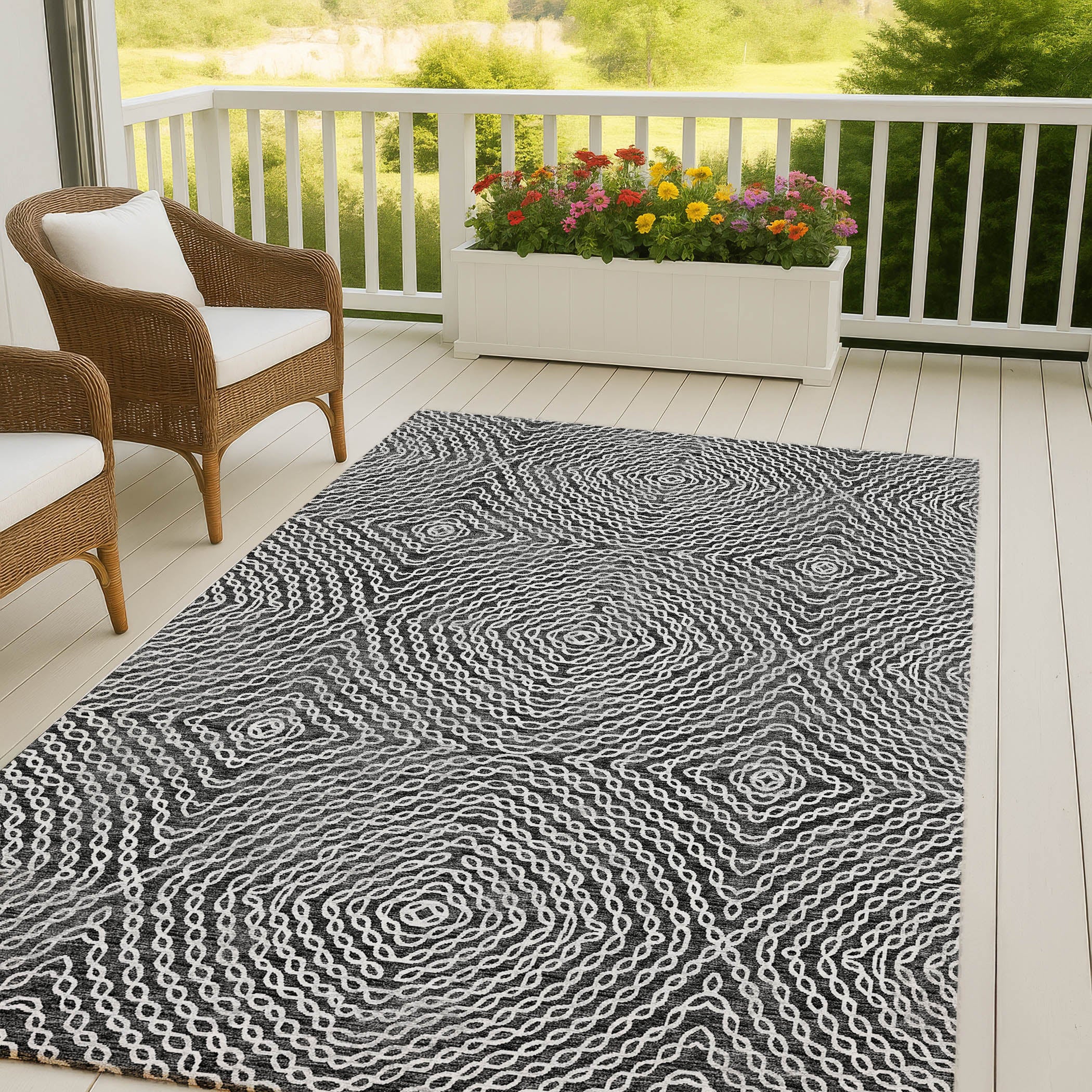 Luxury Machine Washable Indoor/Outdoor Casual BR3 Midnight Black Rug 3' x 5' #shape_Rectangle