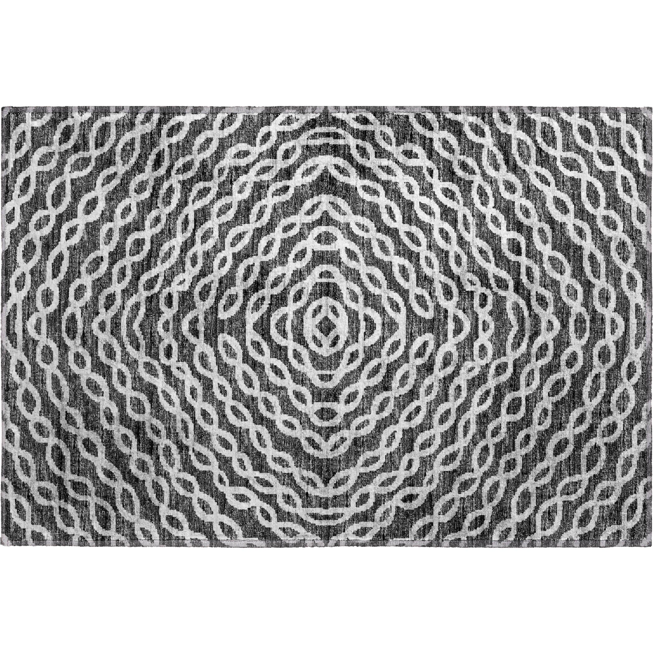 Luxury Machine Washable Indoor/Outdoor Casual BR3 Midnight Black Rug 1'8" x 2'6" #shape_Rectangle