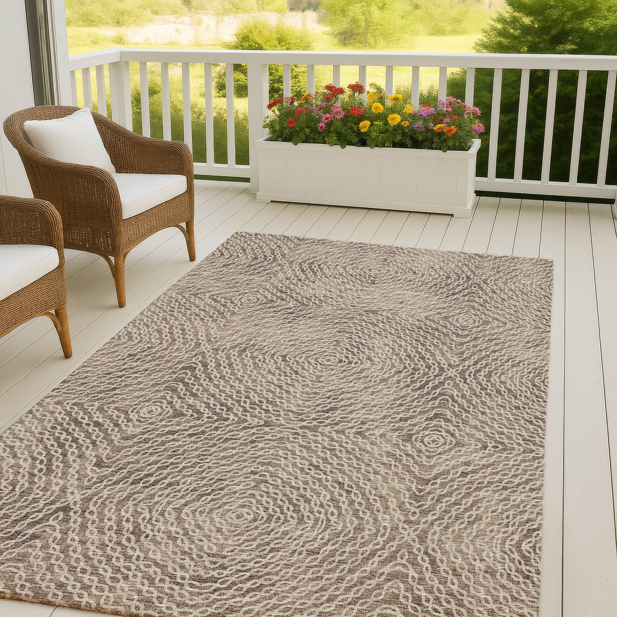 Luxury Machine Washable Indoor/Outdoor Casual BR3 Mink Brown Rug 3' x 5' #shape_Rectangle