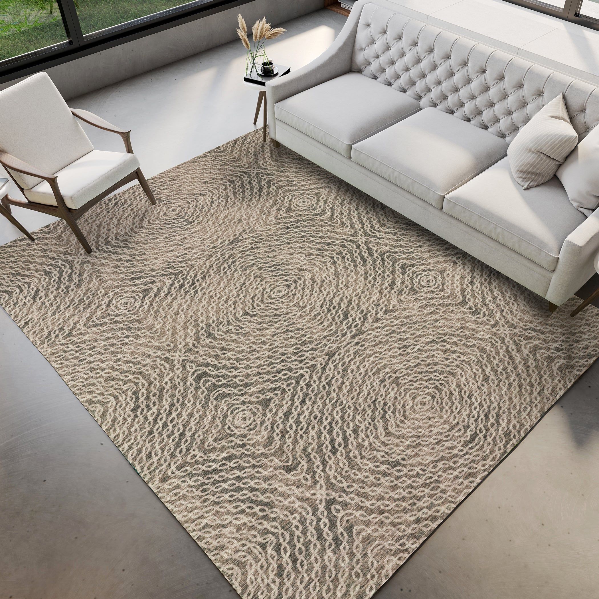 Luxury Machine Washable Indoor/Outdoor Casual BR3 Mink Brown Rug 3' x 5' #shape_Rectangle
