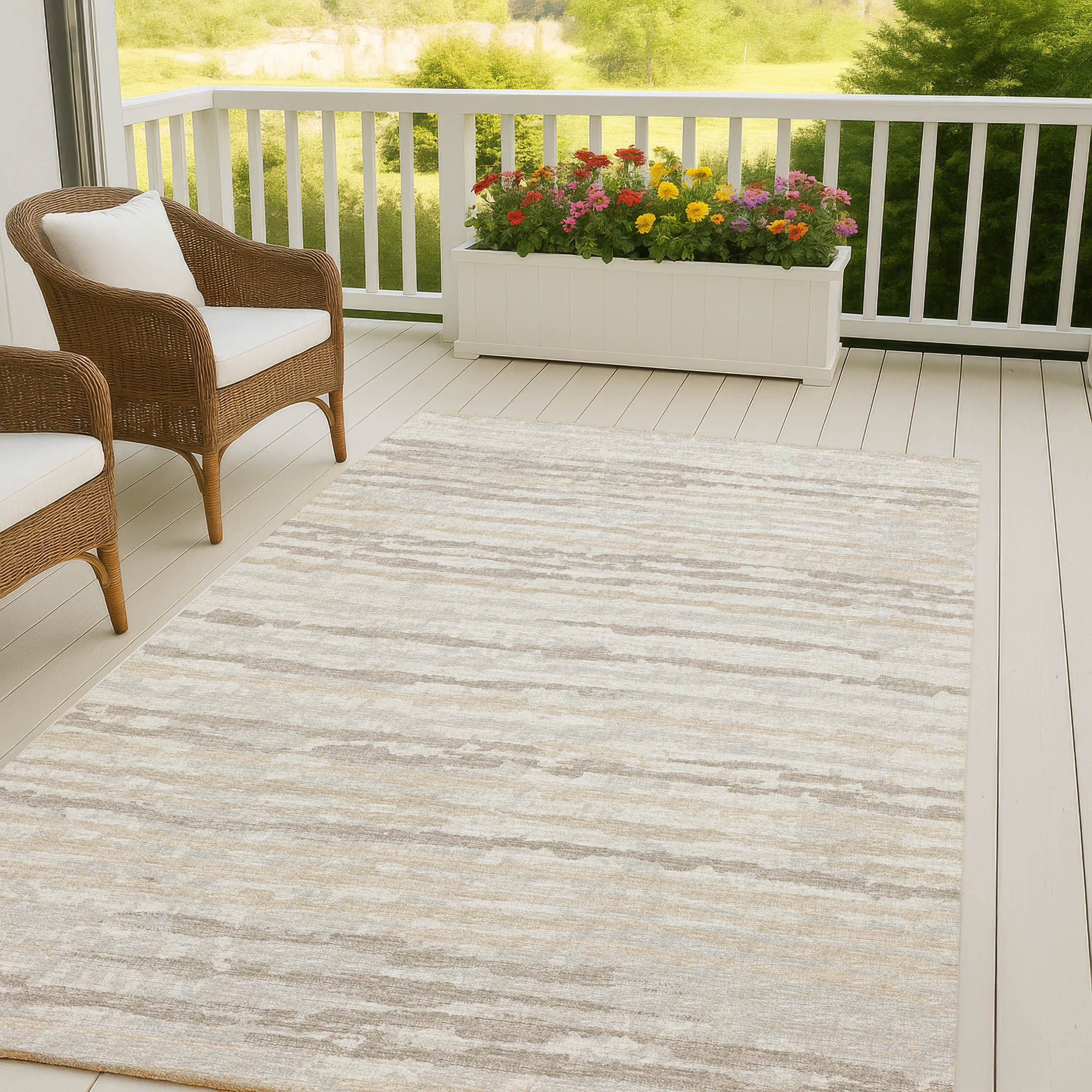 Luxury Machine Washable Indoor/Outdoor Casual BR4 Linen Brown Rug 3' x 5' #shape_Rectangle