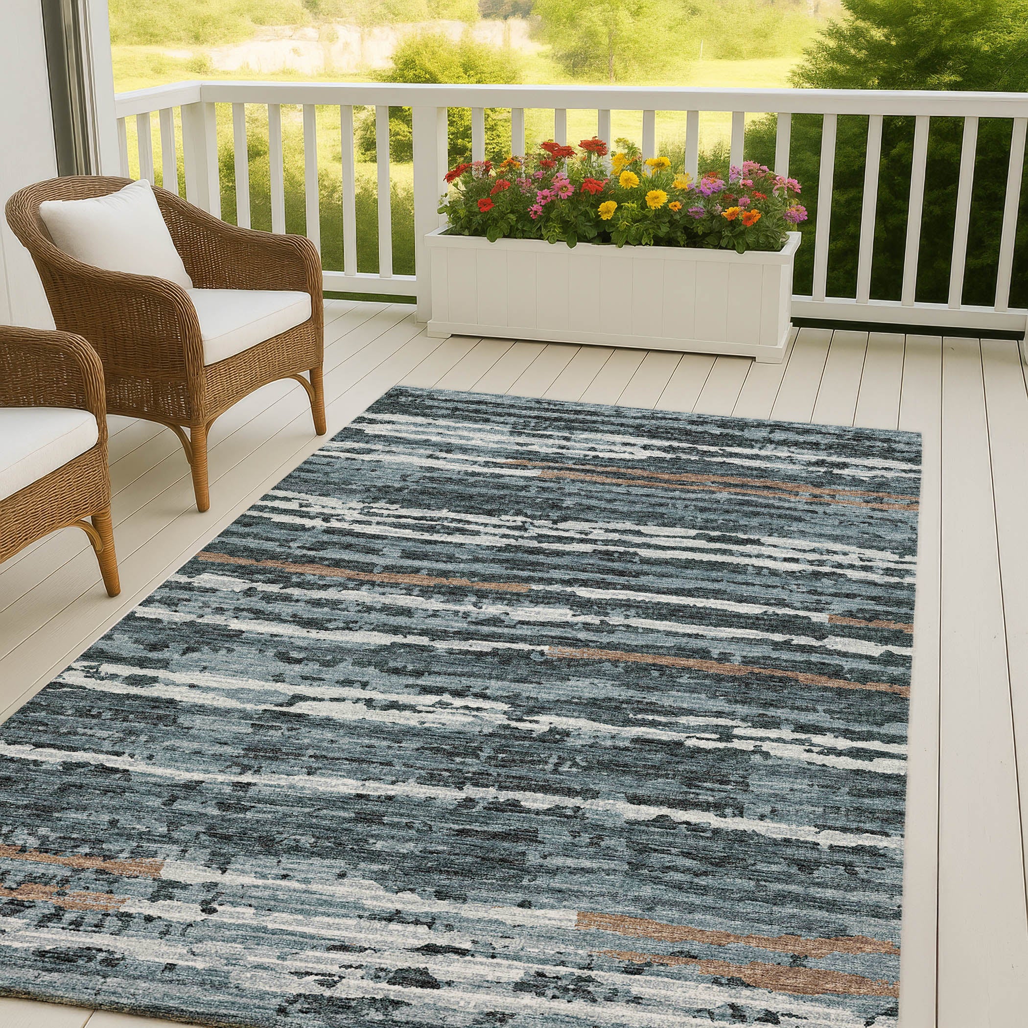Luxury Machine Washable Indoor/Outdoor Casual BR4 Midnight Black Rug 3' x 5' #shape_Rectangle